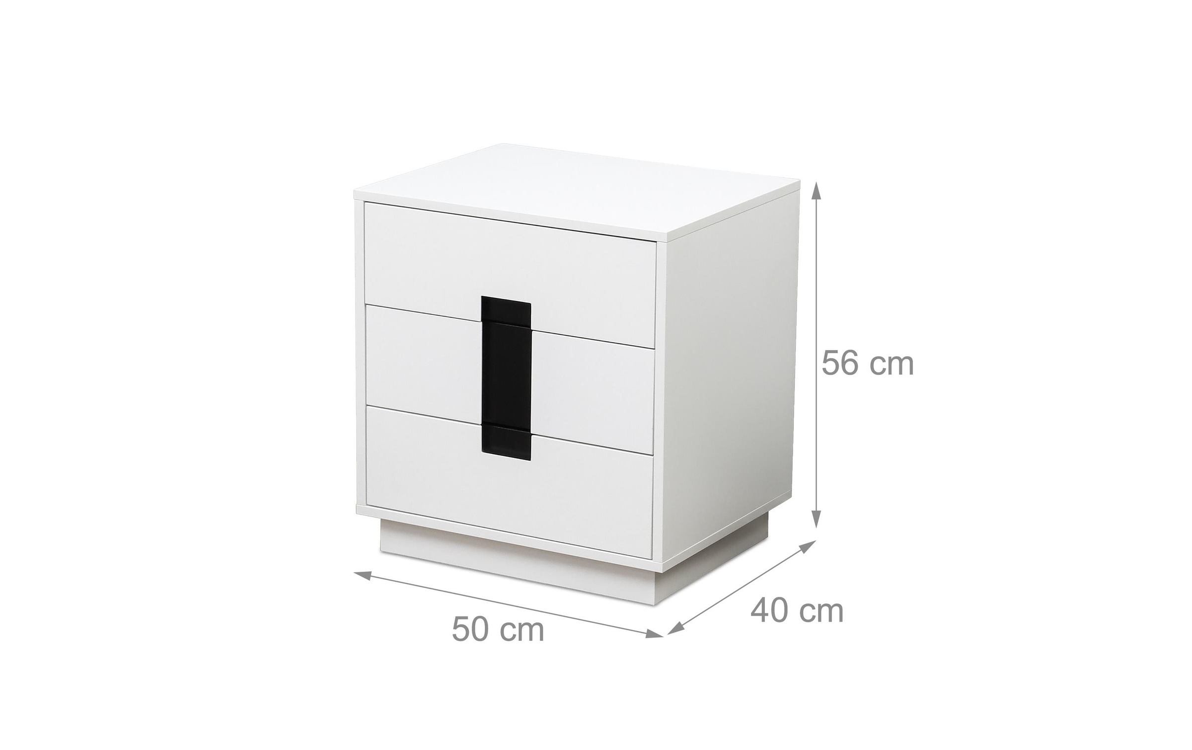 Commode Relaxdays, H x L x P : 56 x 50 x 40 cm, 3 tiroirs, chambre, couloir, vêtements, livres, blanc/noir
