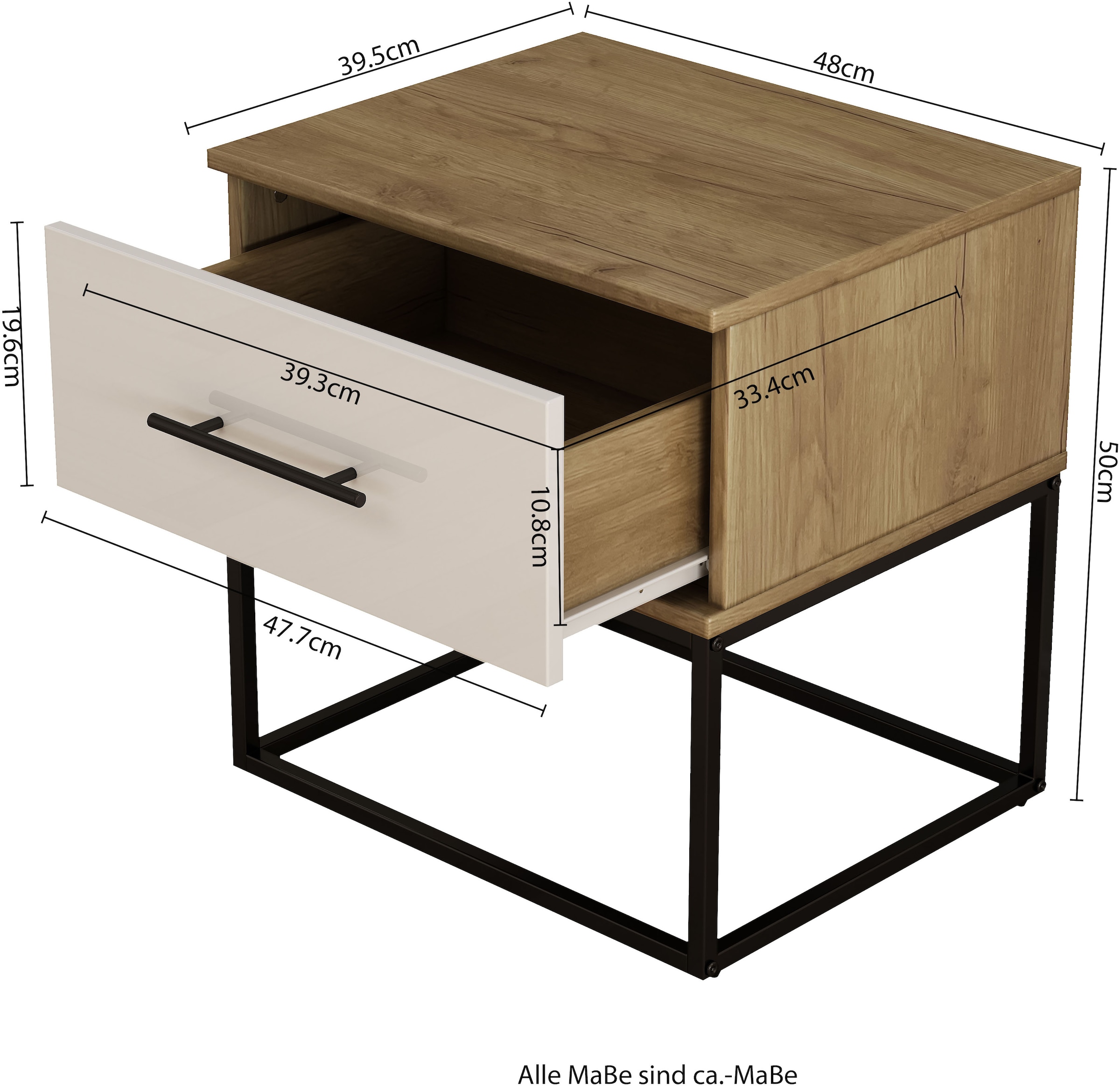 GOODproduct Nachtkommode »Lucca Nachttisch Set mit Metallkufen und schwarzen Griffen« Set, 2 Schränke im Set , Hochglanz Fronten in weiss,  Nchttisch Set mit je einer Schublade in Loft Design