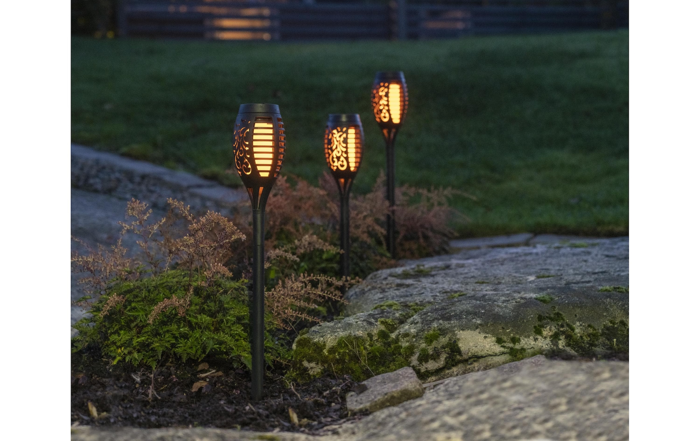 STAR TRADING Gartenleuchte »Solar SET 3er Flame Mini«