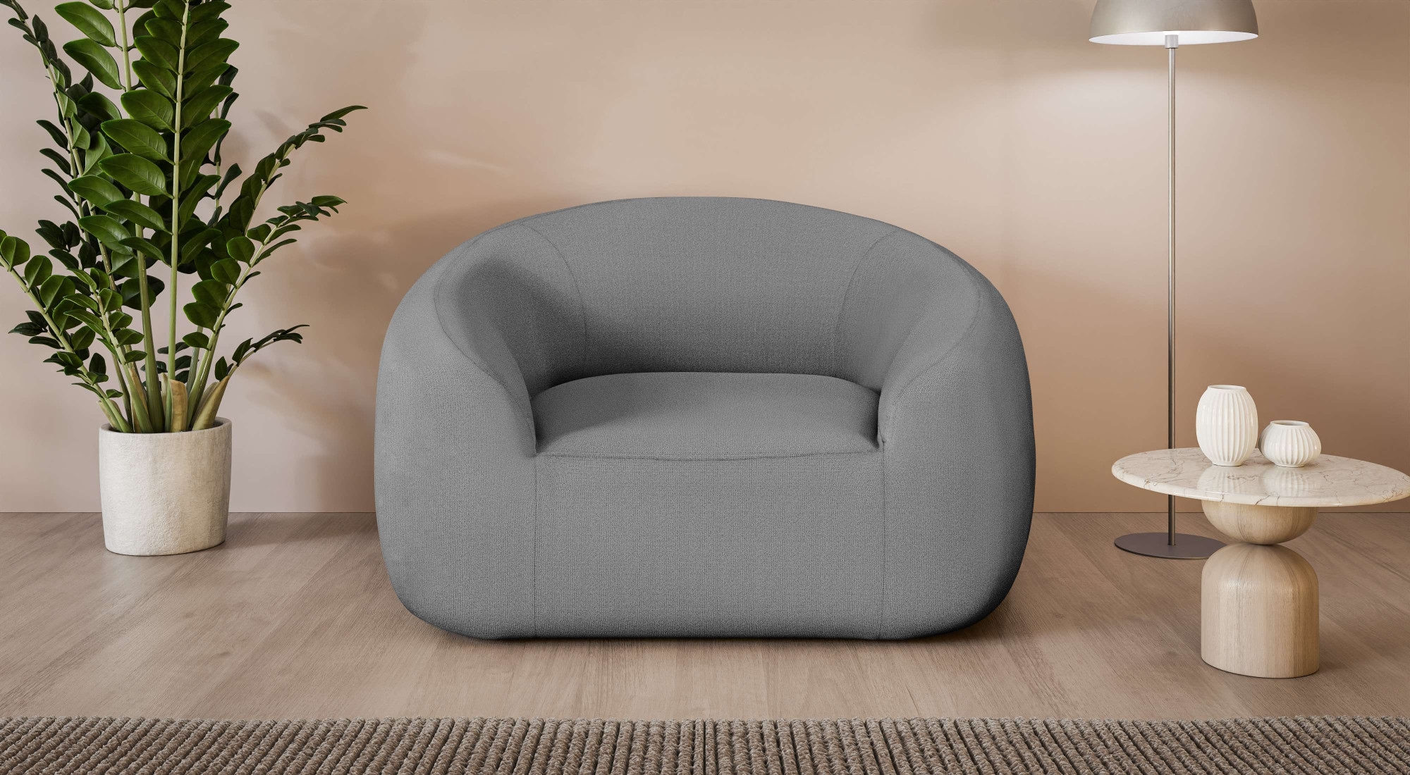 LeGer Home by Lena Gercke Sessel »YANI Relaxsessel, Loungesessel, Masse B/T/H: 127/96/76 cm« organische Form, mit Wellenunterfederung, auch in Bouclé