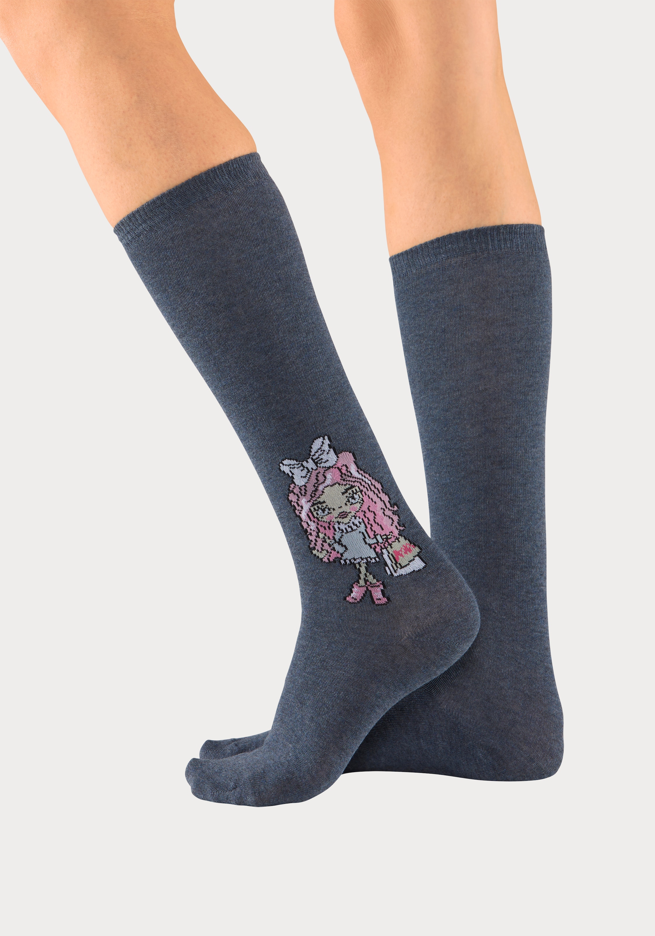 H.I.S Kniestrümpfe, (Packung, 5 Paar), mit eingestricktem Motiv