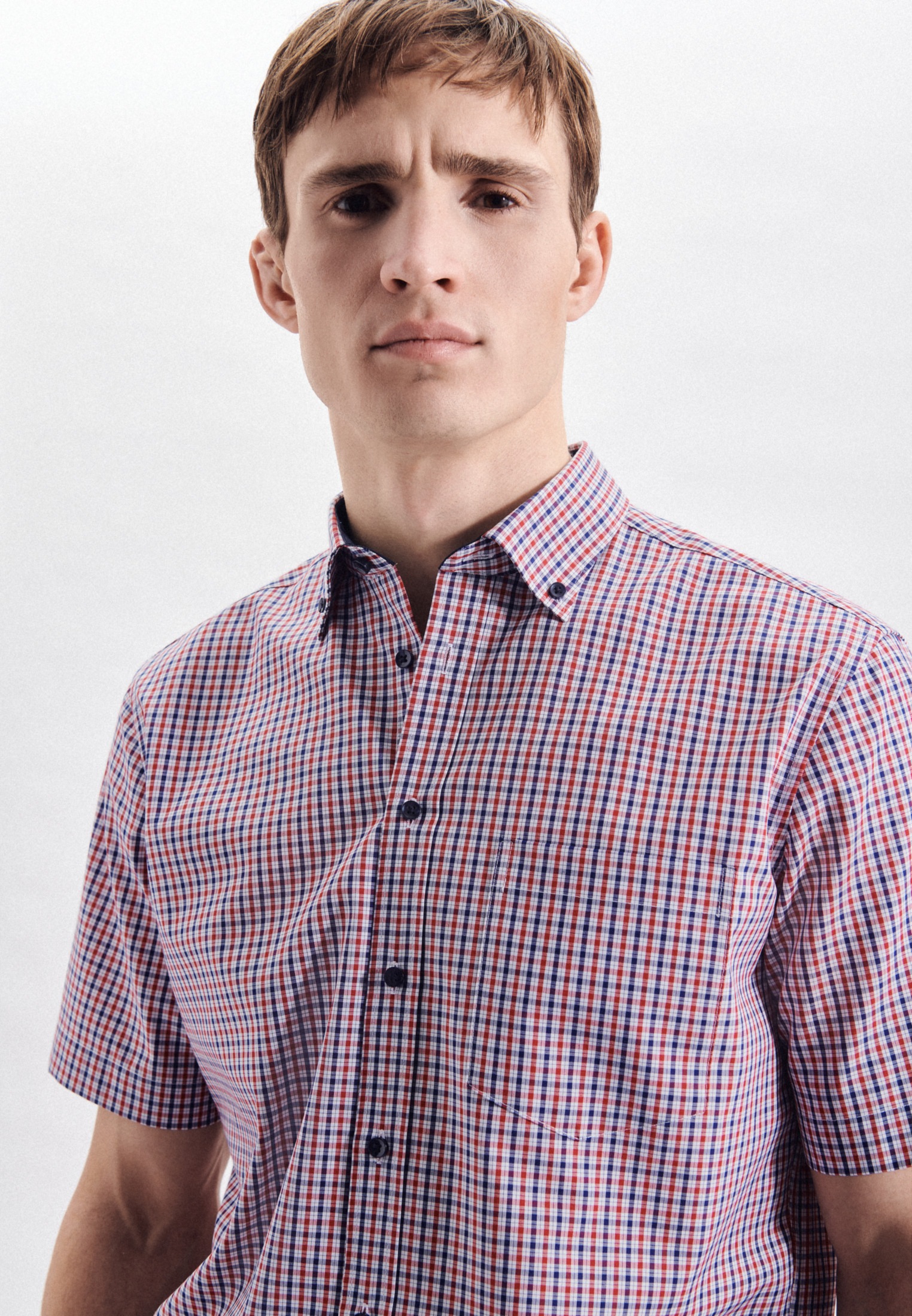 seidensticker Businesshemd »Regular«, Regular Kurzarm Button-Down-Kragen Karo