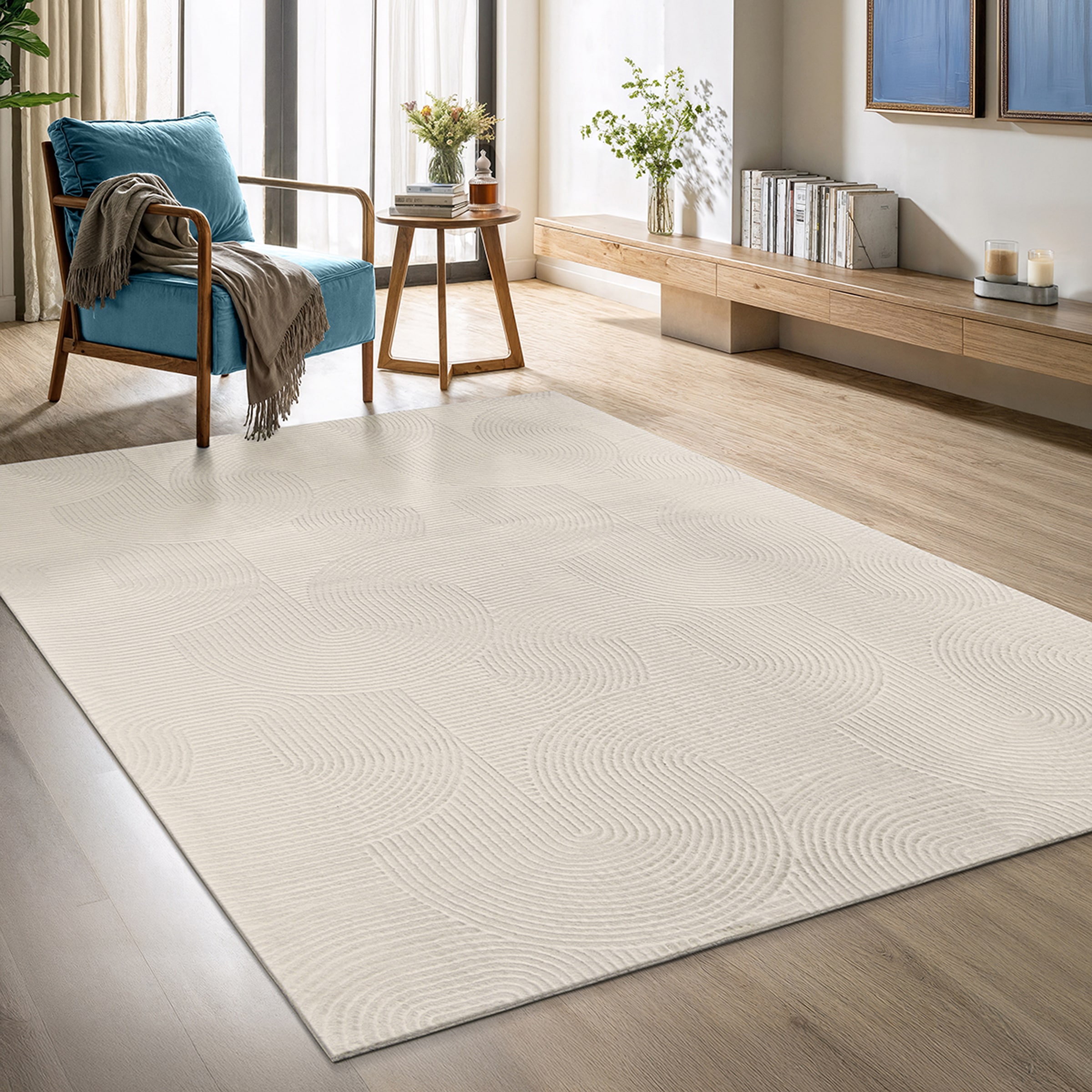GOODproduct Tapis design »Zoelle 3D Optik/Hoch-Tief Effekt« Rectangulaire 8 mm Höhe avec dos antidérapant, agréablement doux, tapis salon design bohème