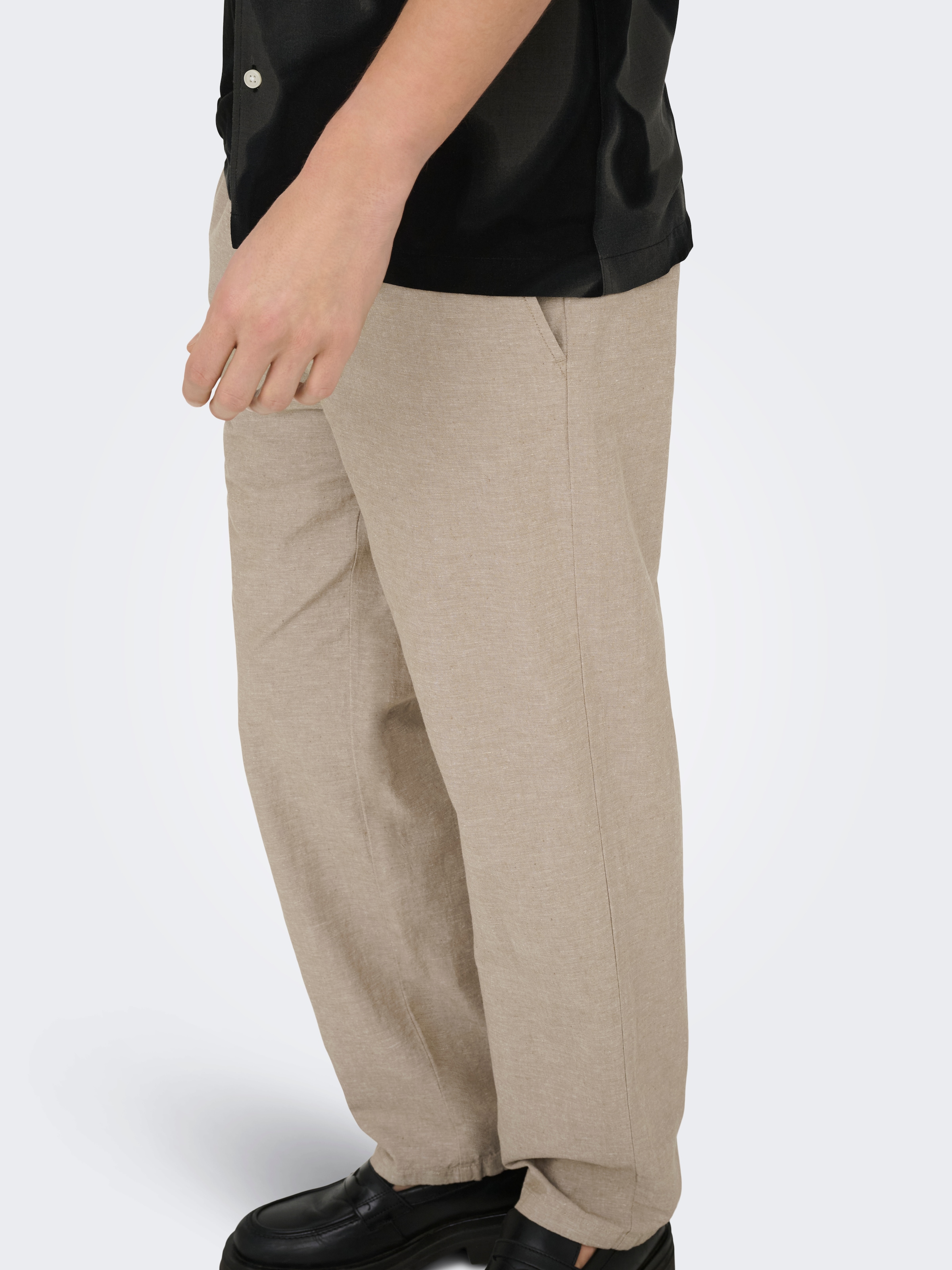 ONLY & SONS Pantalon à enfiler »ONSSINUS LOOSE 0007 COT LIN PANT NOOS«  Coton avec lin, coupe ample