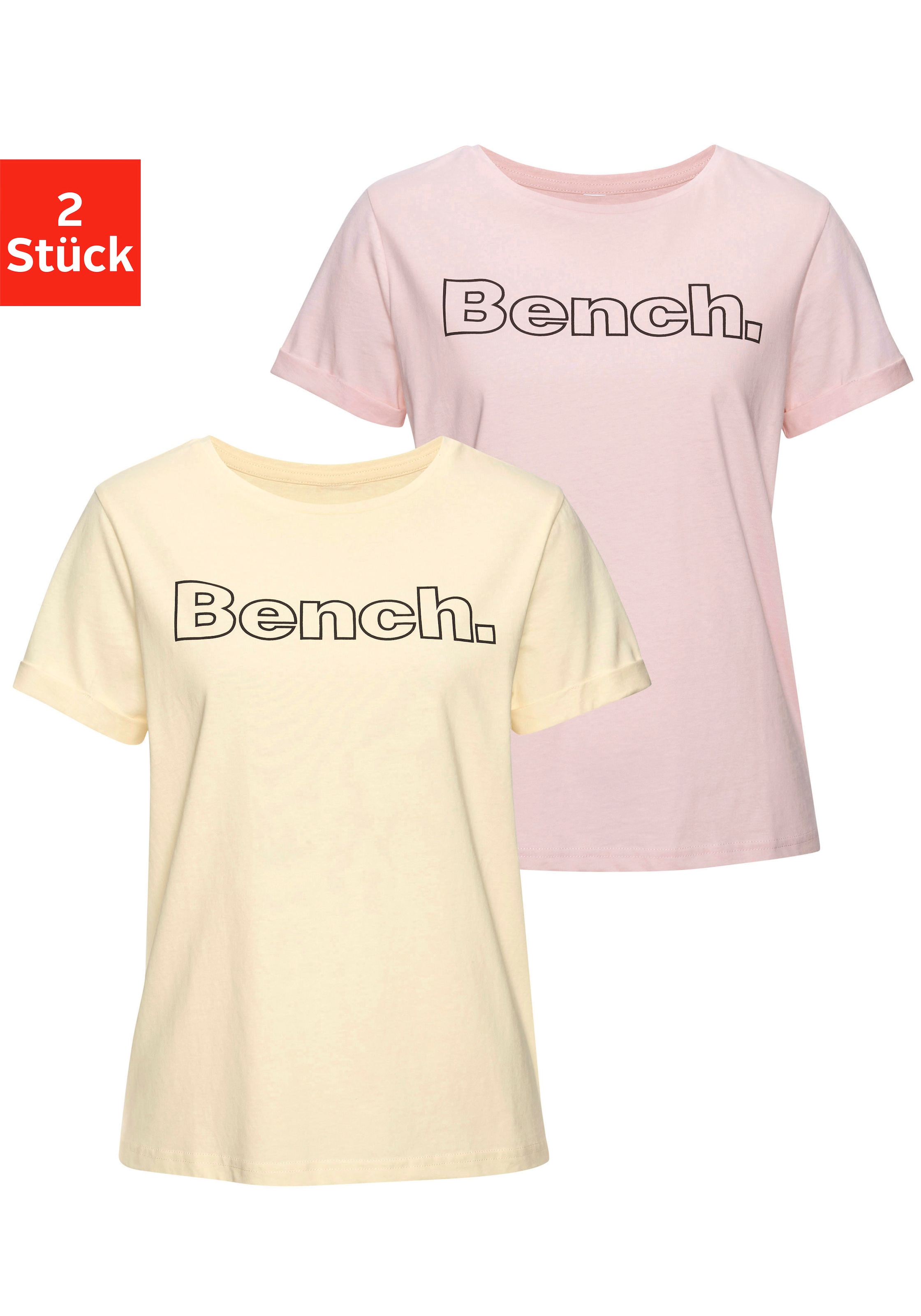 Image of Bench. Loungewear T-Shirt Packung, 2 Stk. im doppelpack mit Logodruck, Loungewear