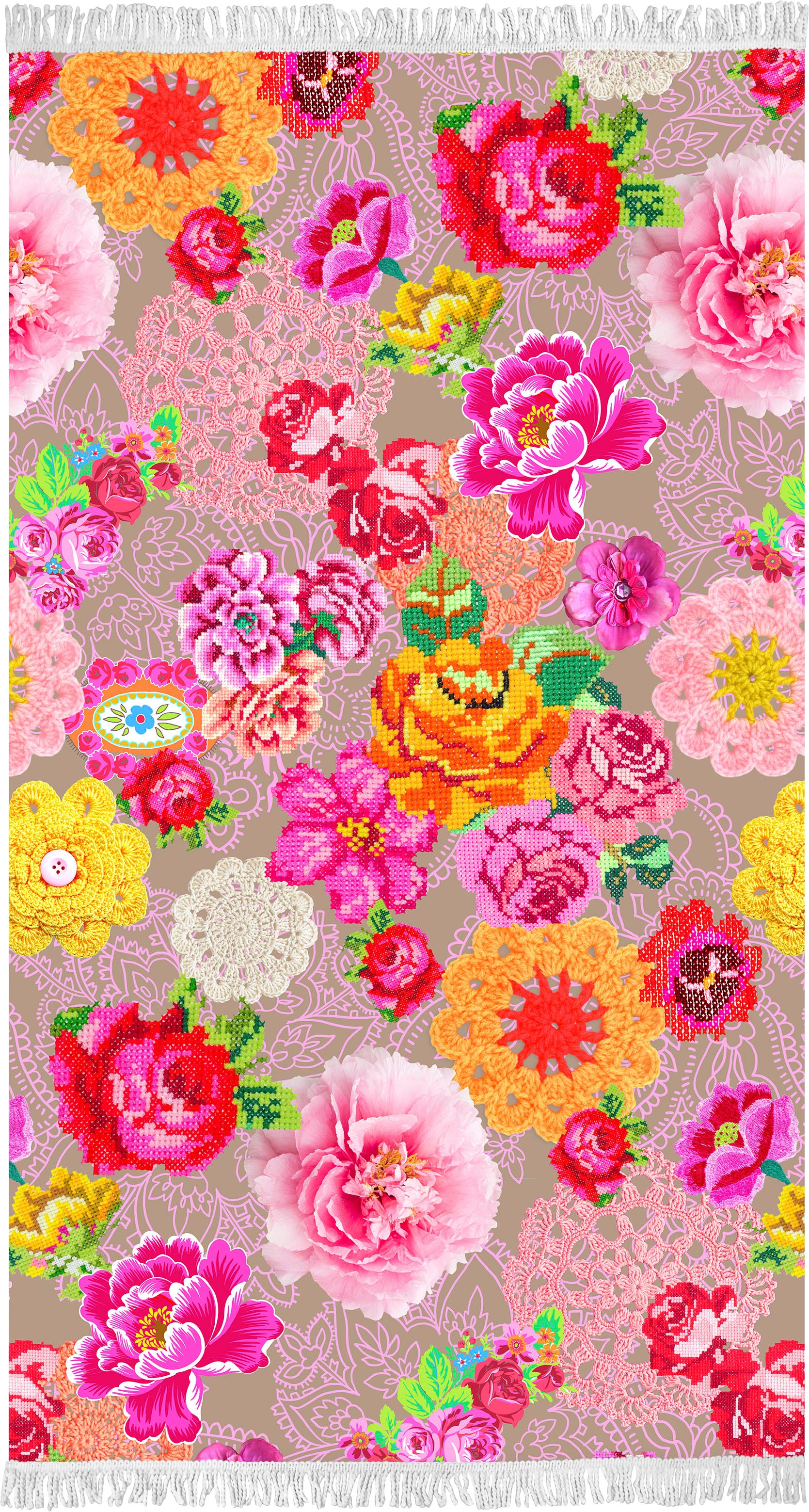 Image of Happiness Strandtuch »Woodstock«, (1 St.), mit Blumen in Stickoptik bei Ackermann Versand Schweiz