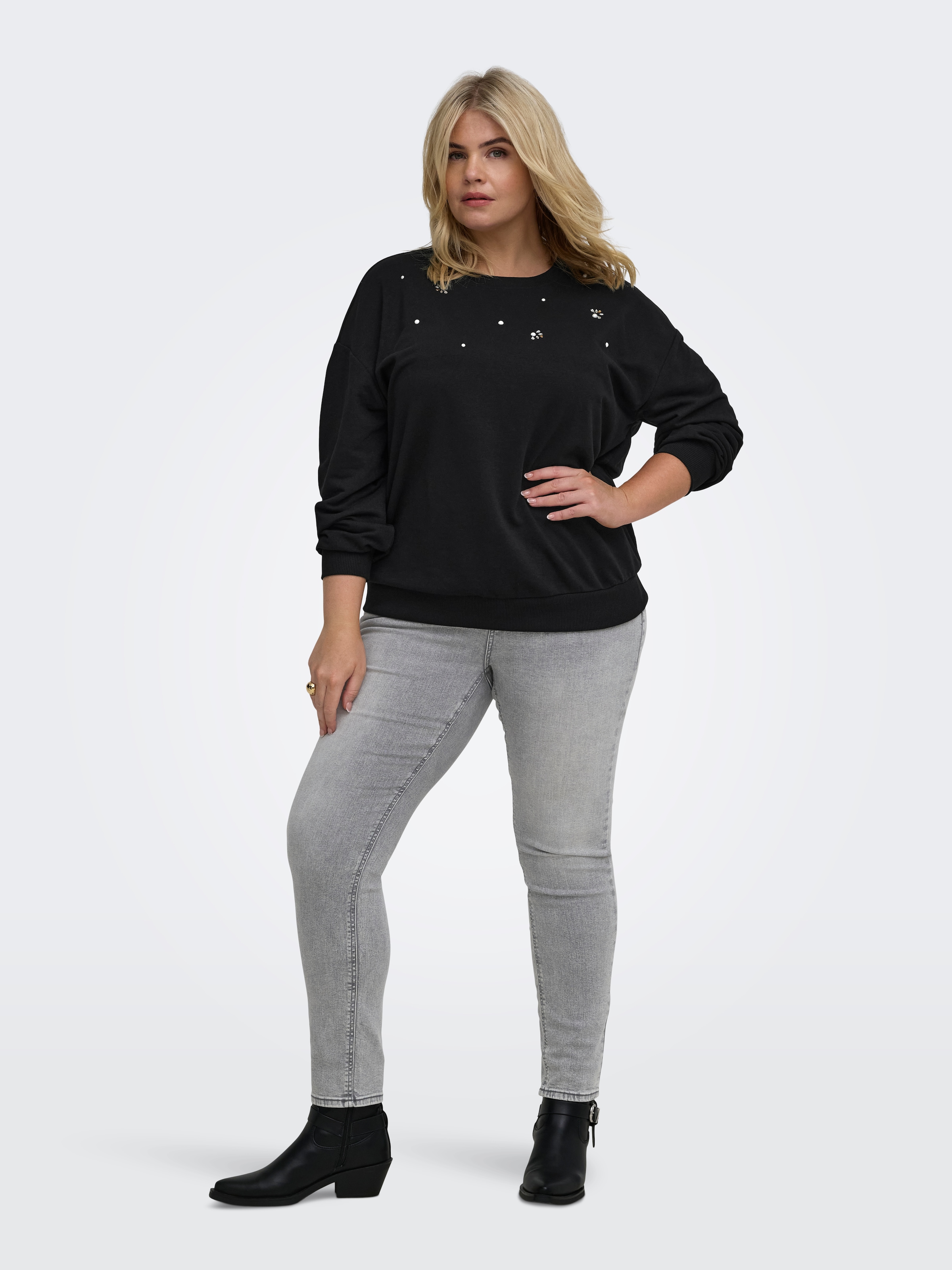 ONLY CARMAKOMA Sweat-shirt »CARAMBER L/S O-NECK SWEAT JRS«, mélange de coton
