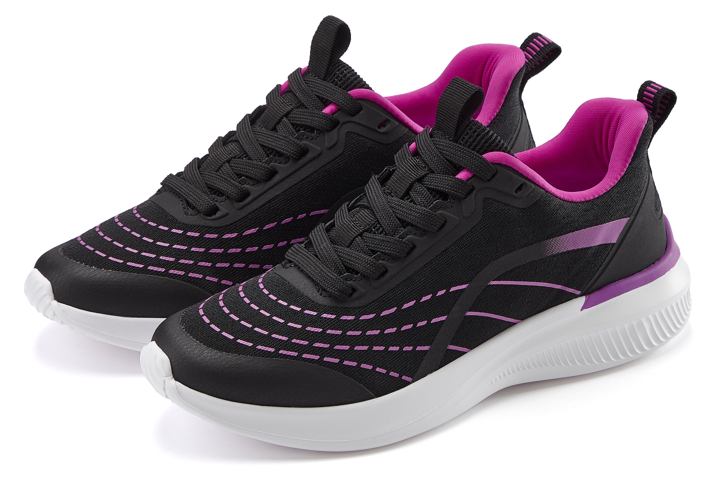 Image of LASCANA Sneaker "Halbschuh, Schnürschuh, Freizeitschuh, Turnschuhe," aus Textil mit Farbakzenten