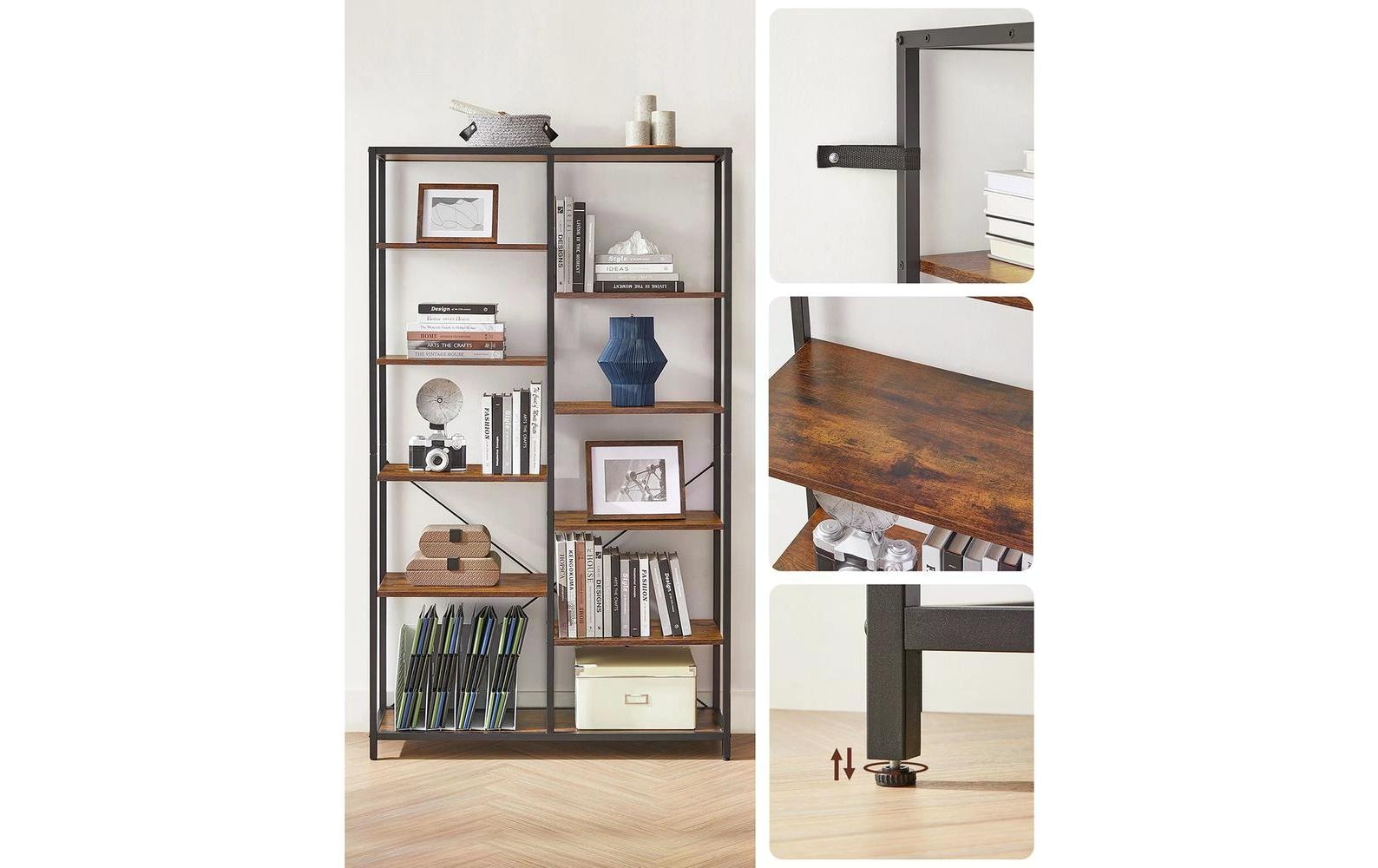 VASAGLE Regal »100 x 30 x 17 cm, Braun/Schwarz«