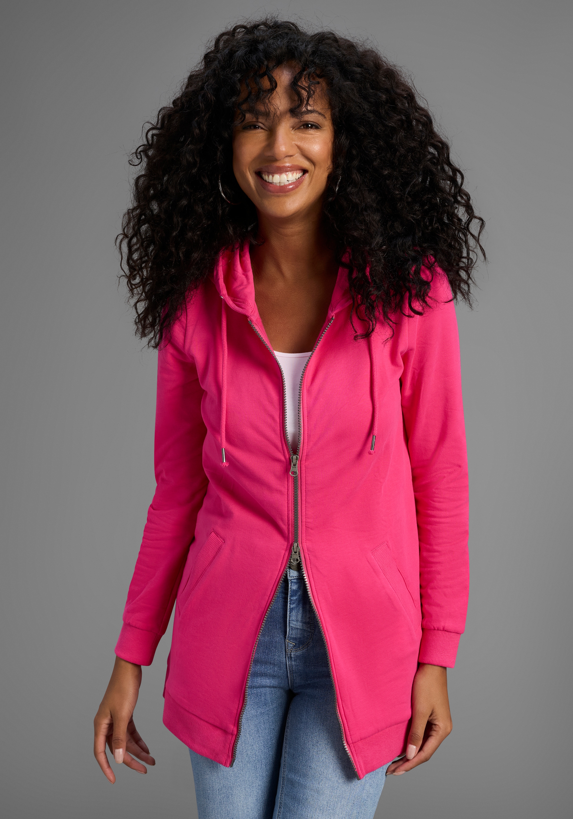 Image of Flashlights Sweatjacke in langer Form mit Zipper