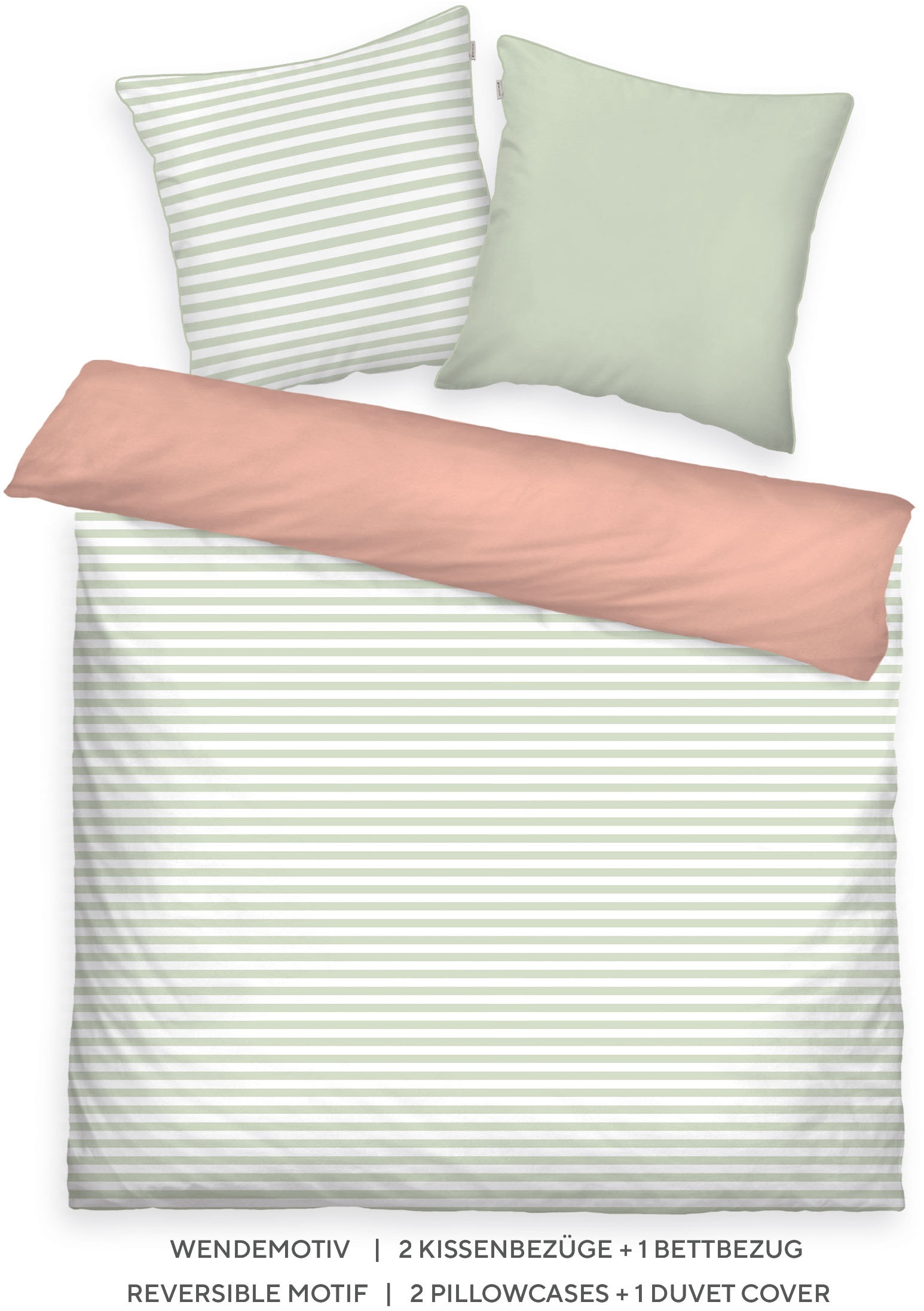 Image of TOM TAILOR HOME "STRIPES WITH A KICK in Gr. 135x200cm oder 155x220cm" 3 Stk. new bedroom, farbige Paspel am Kissen