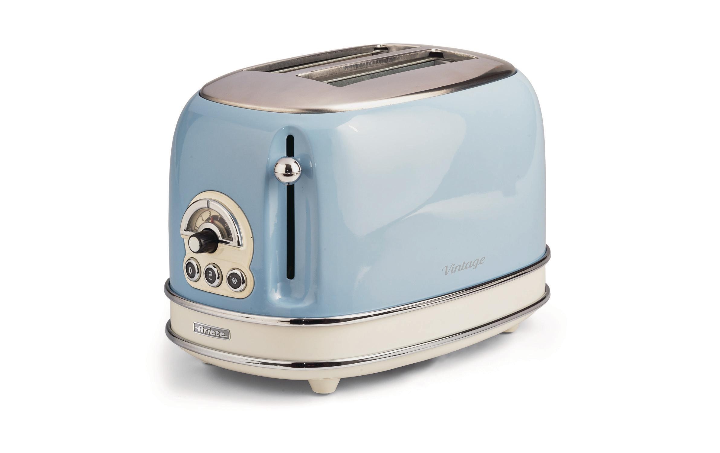 Ariete Toaster »Vintage 2 Schlitze, Blau«, für 2 Scheiben, 810 W, Lieferung mit passendem CH-Fixadapter