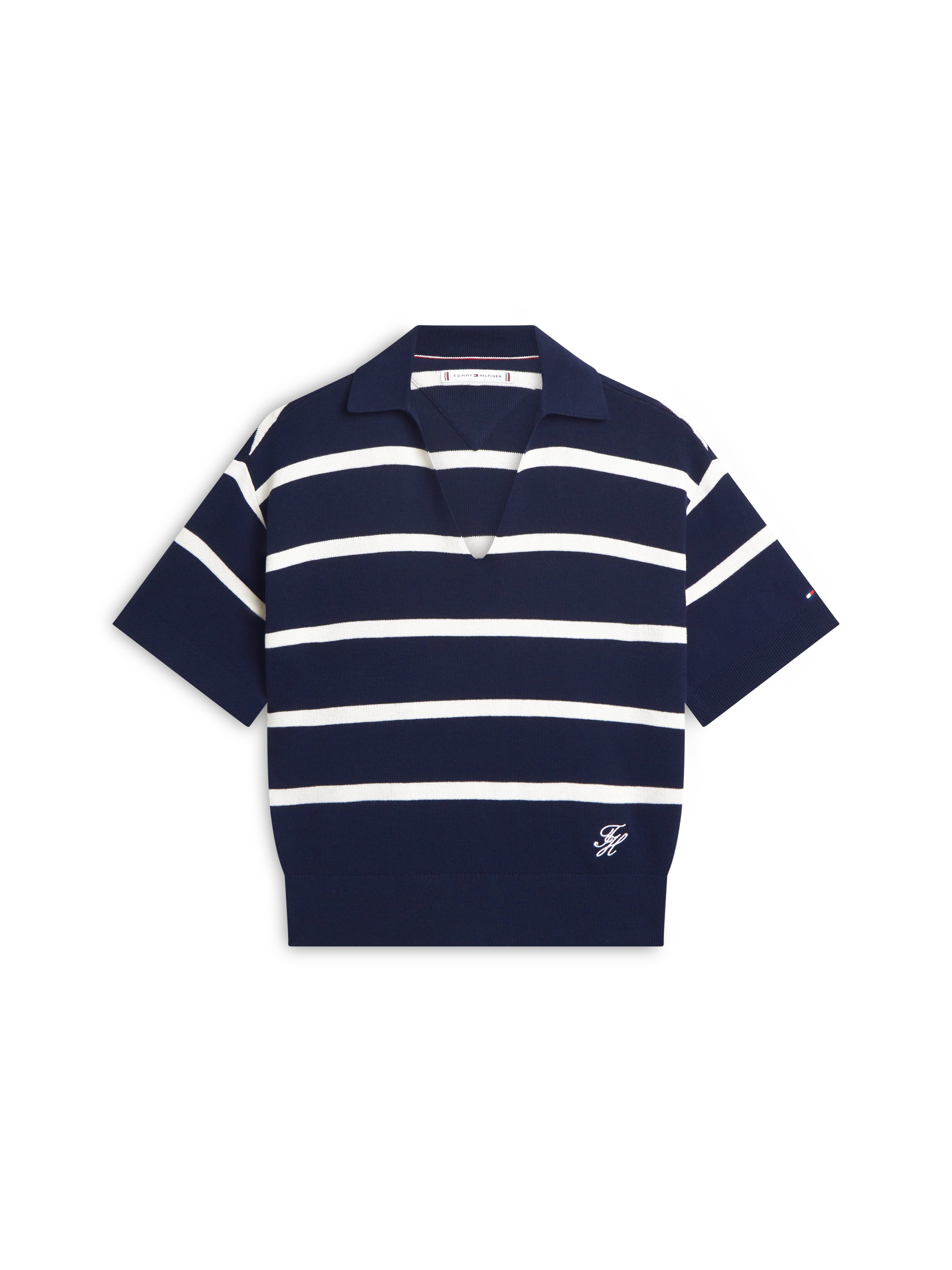 Tommy Hilfiger Pull en tricot »CO FULL NEEDLE POLO SS SWT« mit V-Ausschnitt