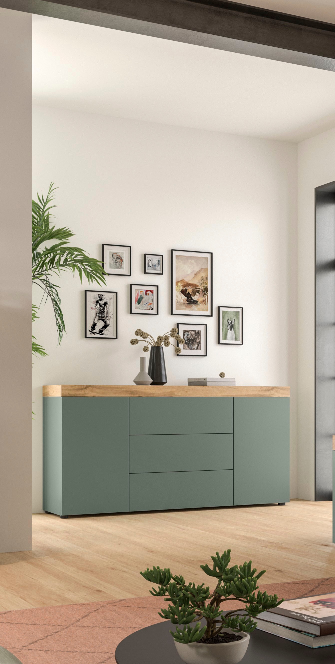 GOODproduct Sideboard »MAMBO, TOPSELLER!, Breite 160cm, 2 Türen, 3 Schubkästen, push-2-open« 2 farbige Ausführung, in verschiedenen Farben erhältlich, 1 Stk. tlg. Kommode, Anrichte, Wohnzimmer, Schlafzimmer