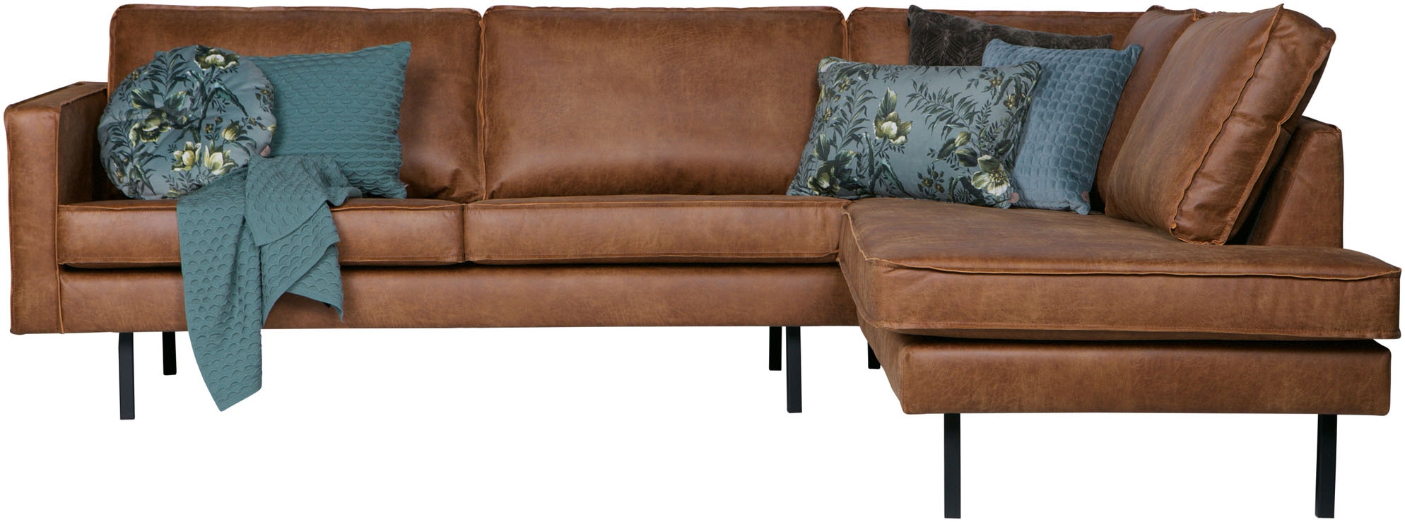 WOOOD Canapé d'angle »Rodeo Recycling-Lederfaser-Verbundstoff  H 85 x B 266 x T 213/86 cm« capacité 250 kg, pieds en métal, facile d'entretien, bonne résistance à l'usure