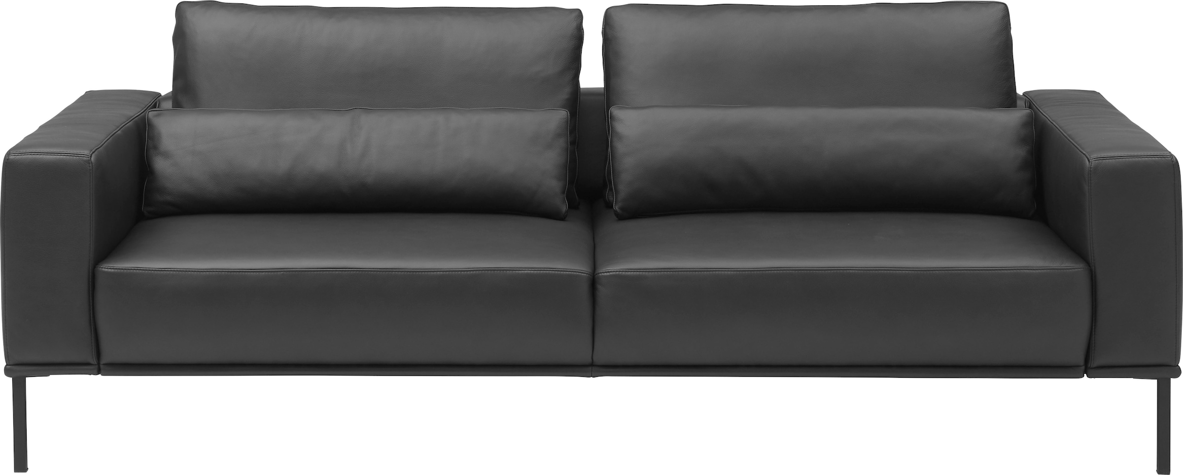 Musterring 2,5-places »JustB!PM100, 202 cm breit, aus hochwertigem Leder« au choix avec coussin lombaire et extension de siège motorisée, pied en métal noir