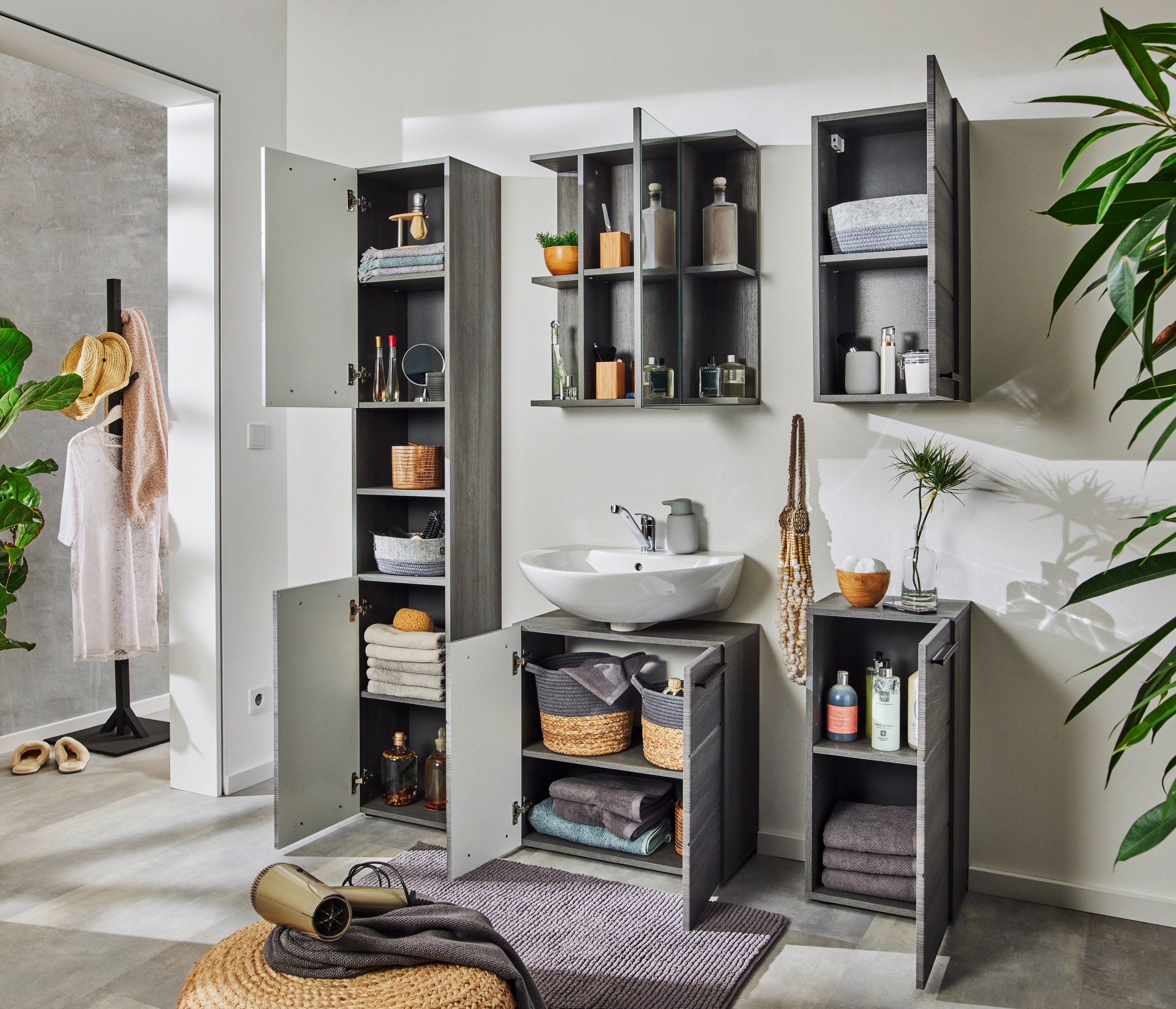 BASIC by Balculina Armoire suspendue »Silver, Badezimmerschrank BxHxT 34x70x23« 1 cuis tlg. largeur 34 cm, porte montable à gauche/droite, FSC-Mix 70%