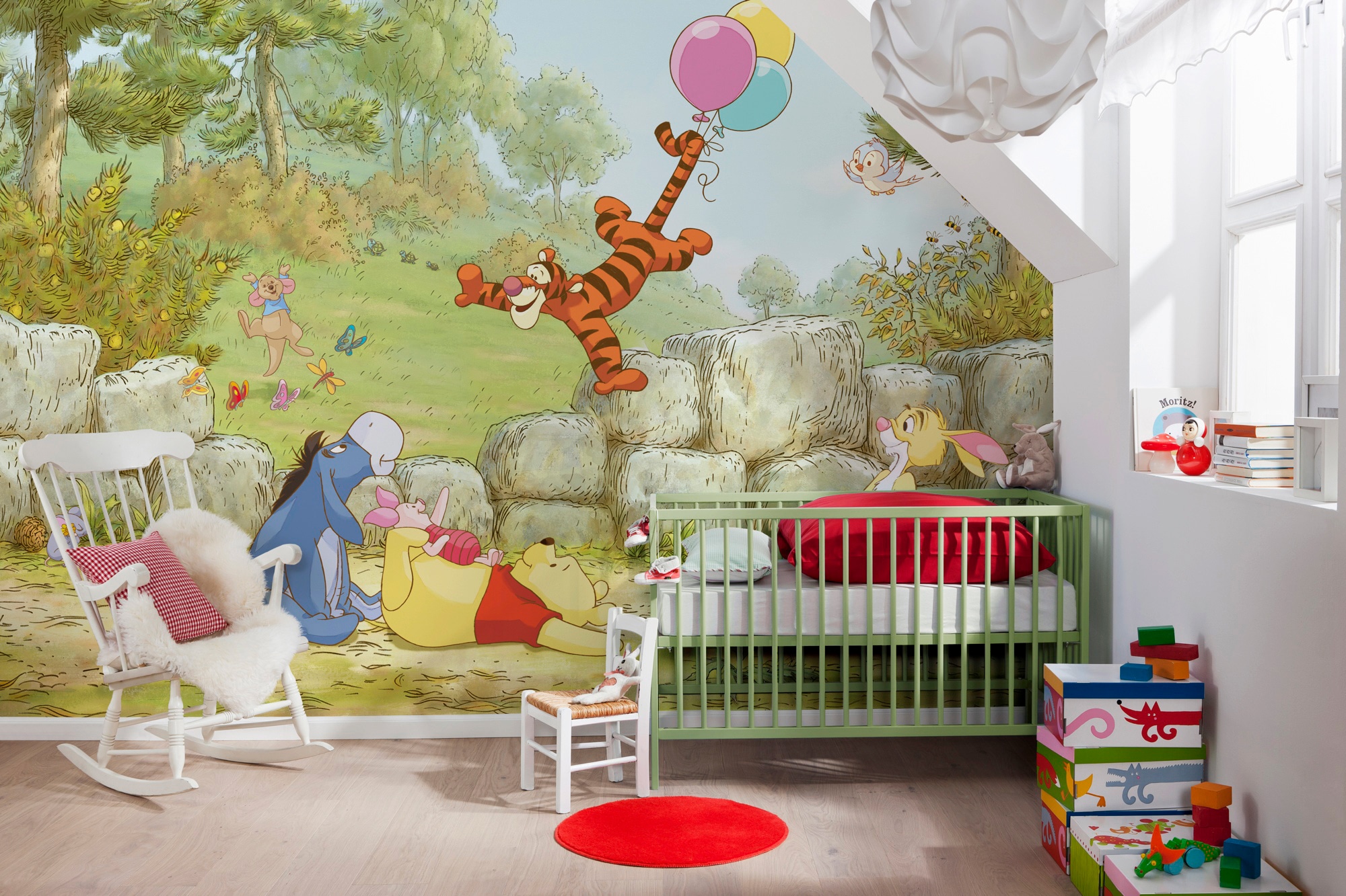 Komar Fototapete »Winnie the Pooh Ballooning - Grösse 368 x 254 cm«, bedruckt, Kinderzimmer