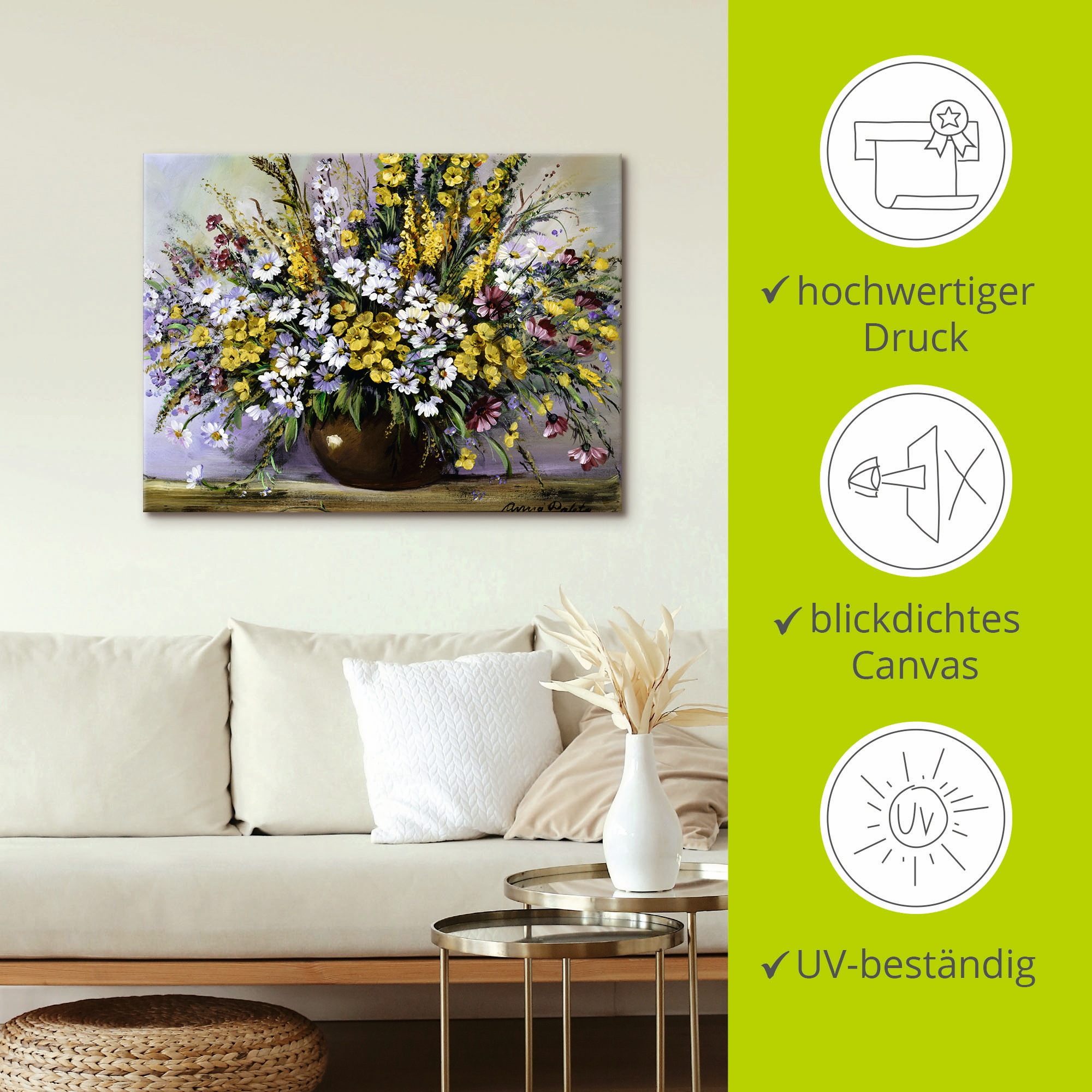 Artland Wandbild »Herrlichkeit von Gänseblümchen«, Blumen, (1 St.), als Leinwandbild, Poster in verschied. Grössen