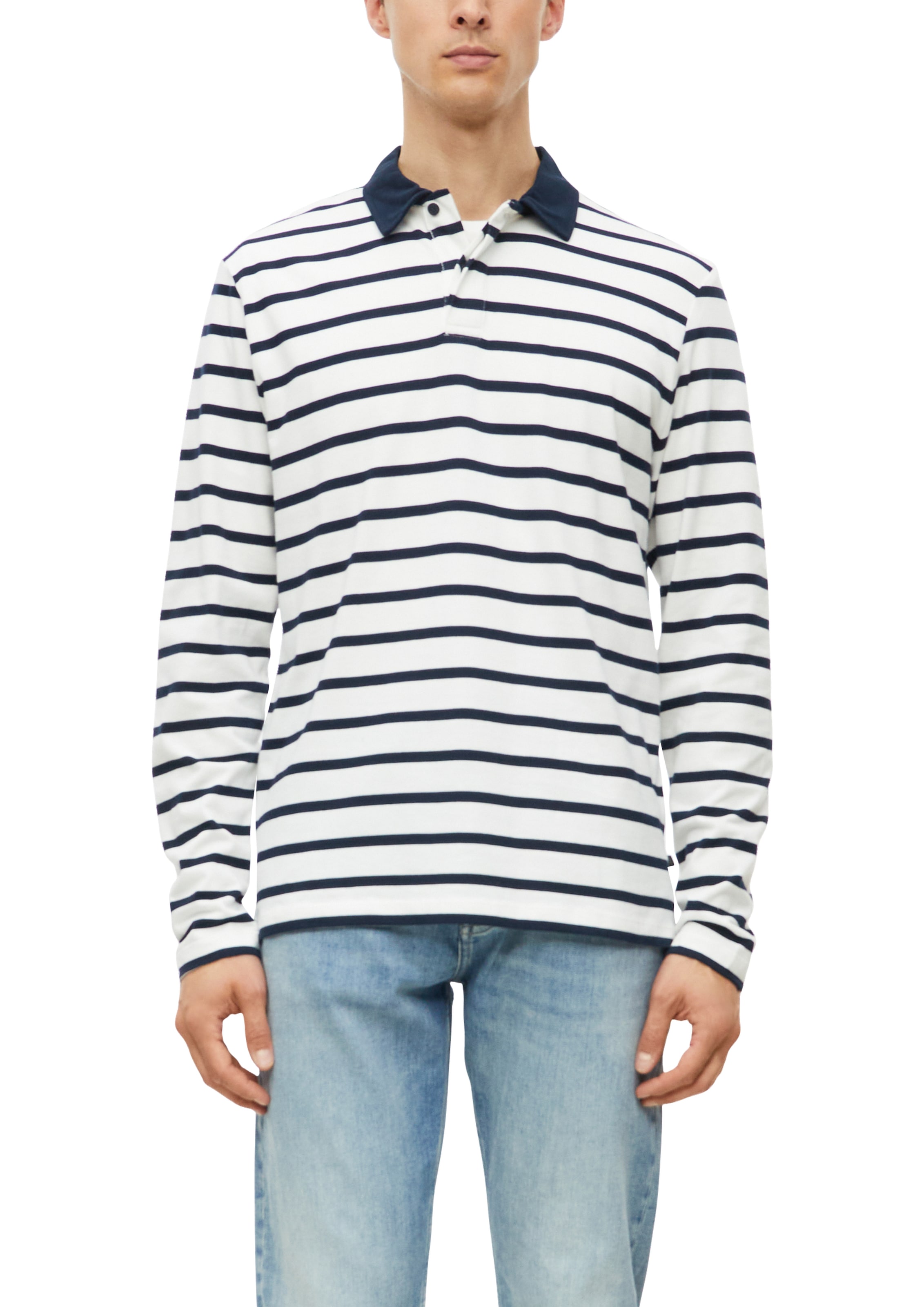 Image of s.Oliver Langarm-Poloshirt im Streifen-Look / Baumwolle