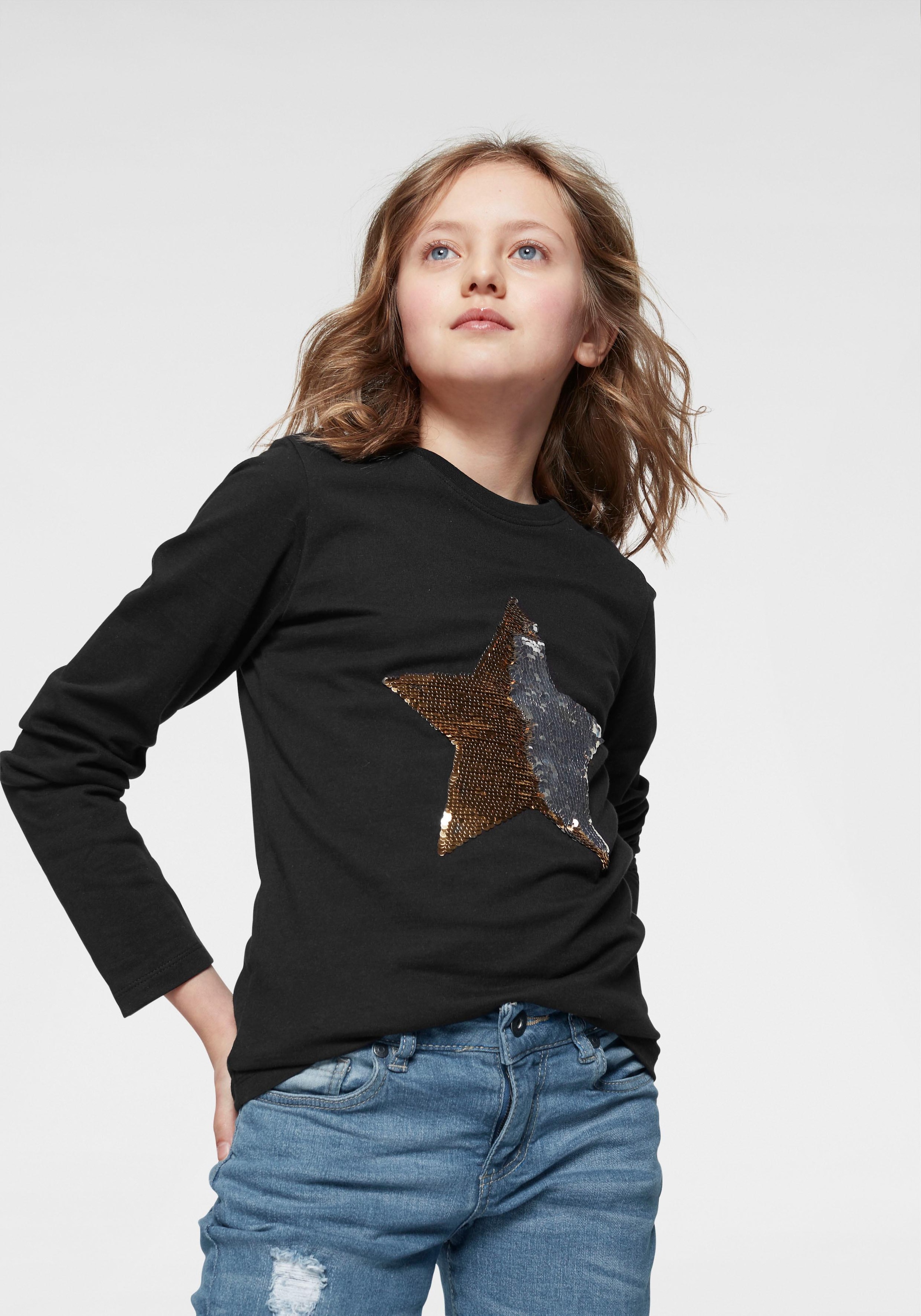 Trendige KIDSWORLD Langarmshirt »STERN«, mit Wendepailletten-Stern  versandkostenfrei shoppen