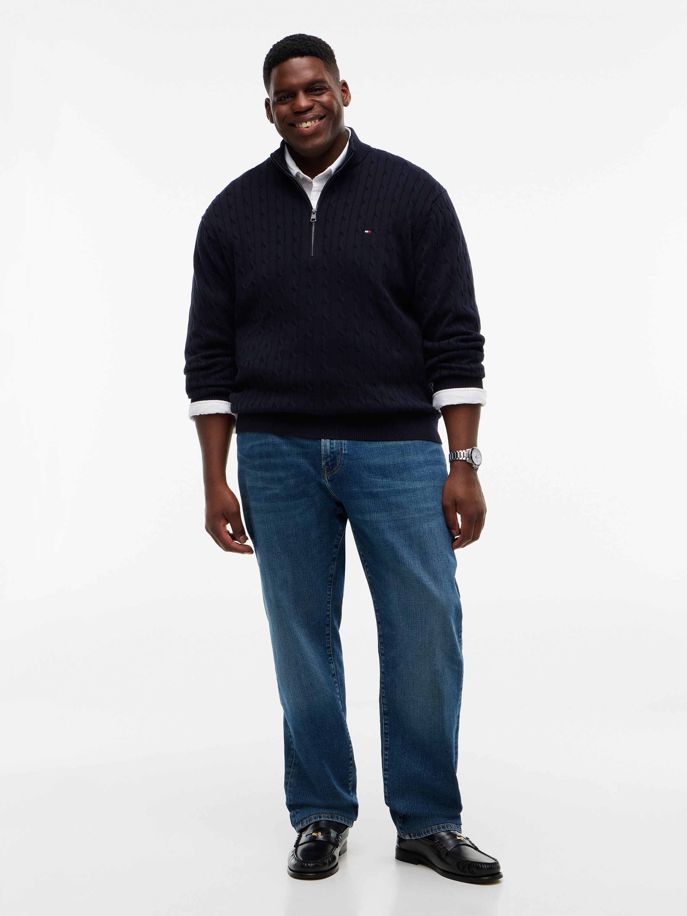 Tommy Hilfiger Big & Tall Troyer »BT-CLASSIC COTOON CABLE ZIP MOCK« Grosse Grössen