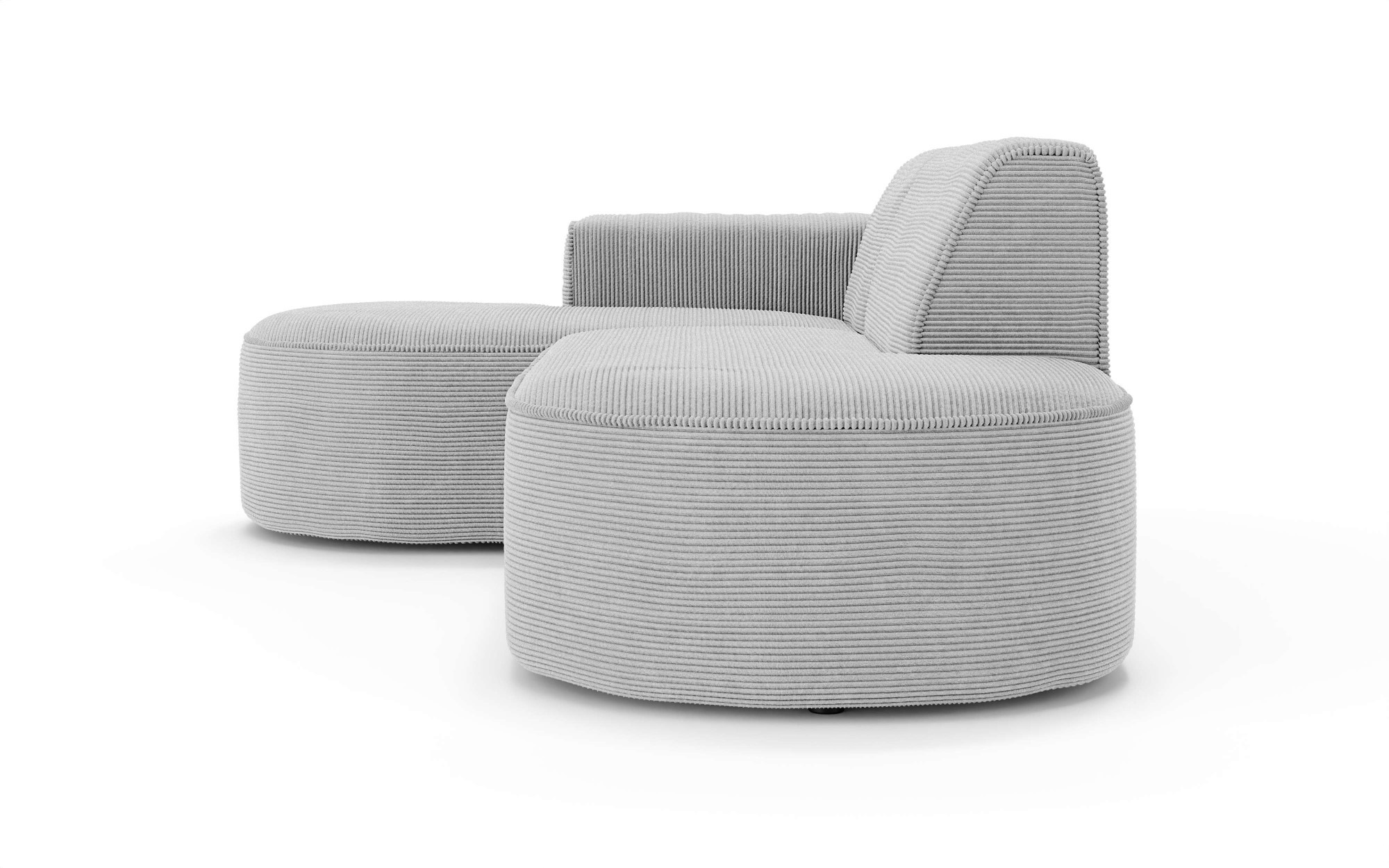 GOODproduct Ecksofa »ADELLA Design-Sofa mit Recamiere rechts/links, 248/159/76 cm« L-Form mit Wellenunterfederung, runde Form, auch in Cord