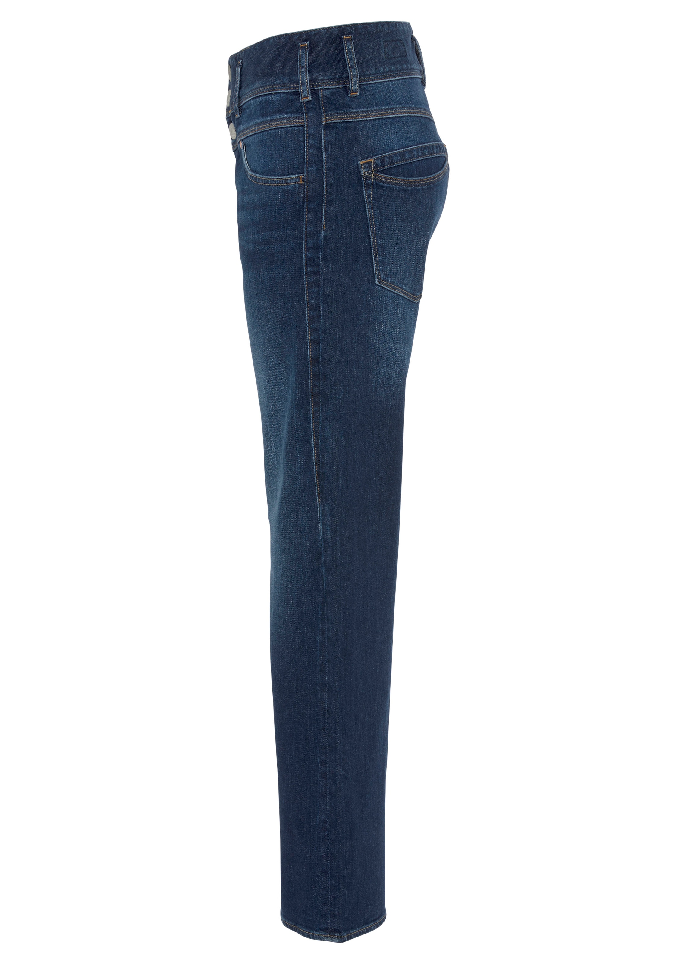 versandkostenfrei streckende Keileinsätzen seitlichen für »RAYA«, ♕ mit Straight-Jeans eine Wirkung auf Herrlicher