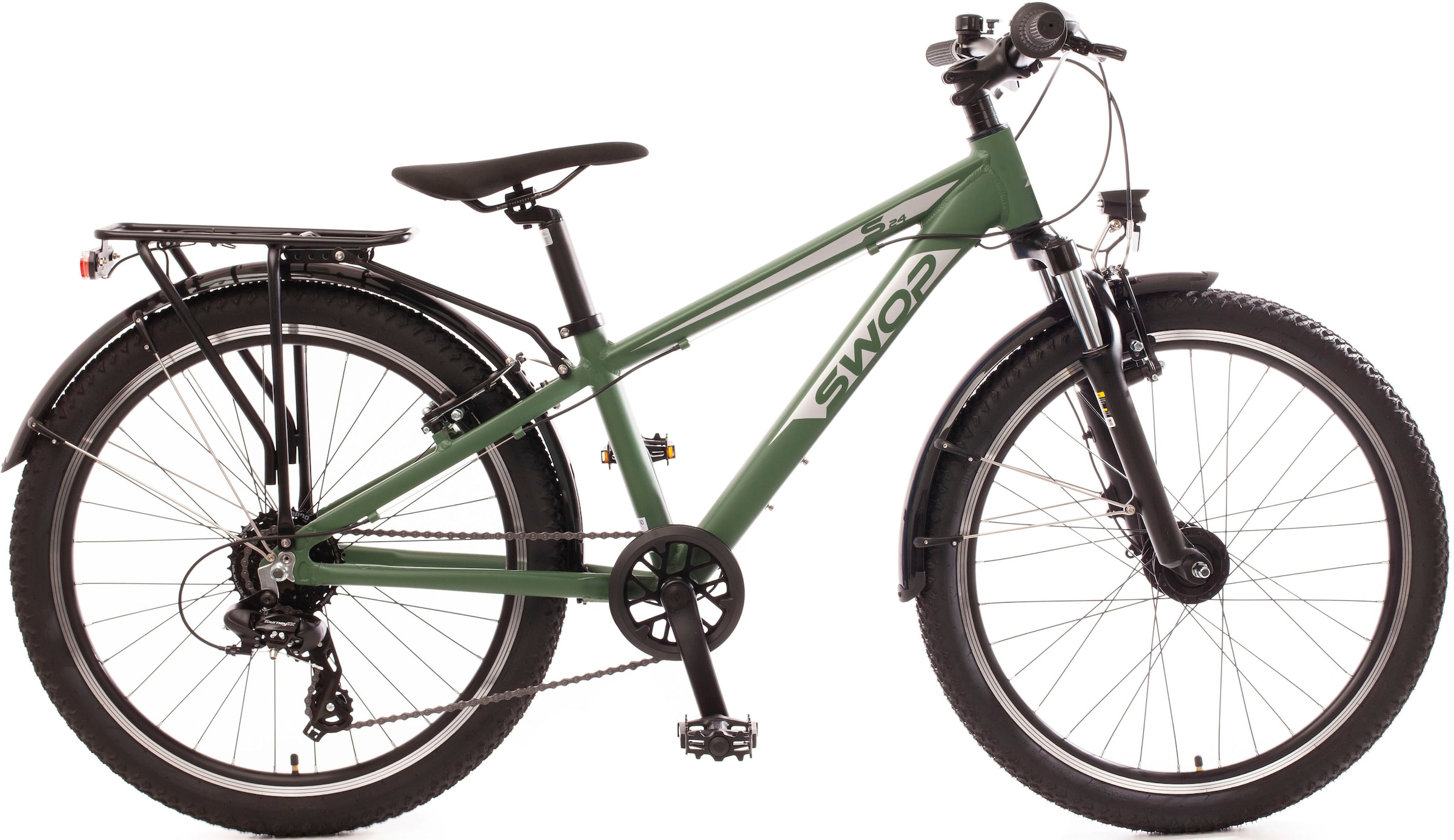 ATB »24" "SWOP" Jugendfahrrad matt-grün mit Federgabel«, 8 Gang, Shimano, Shimano-TX...