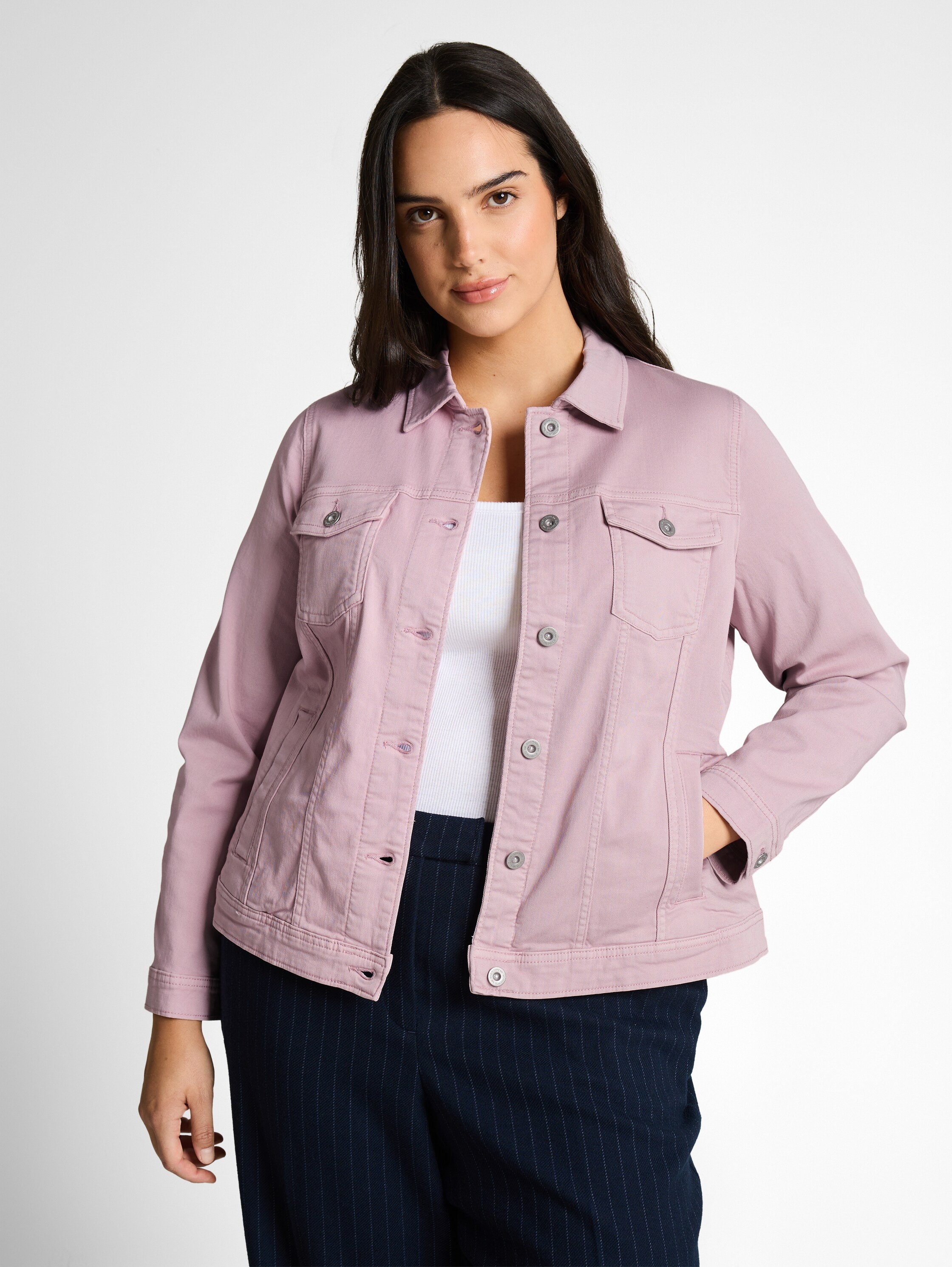 Image of TOM TAILOR PLUS Jeansjacke ohne Kapuze mit Knopfleiste - Grosse Grössen