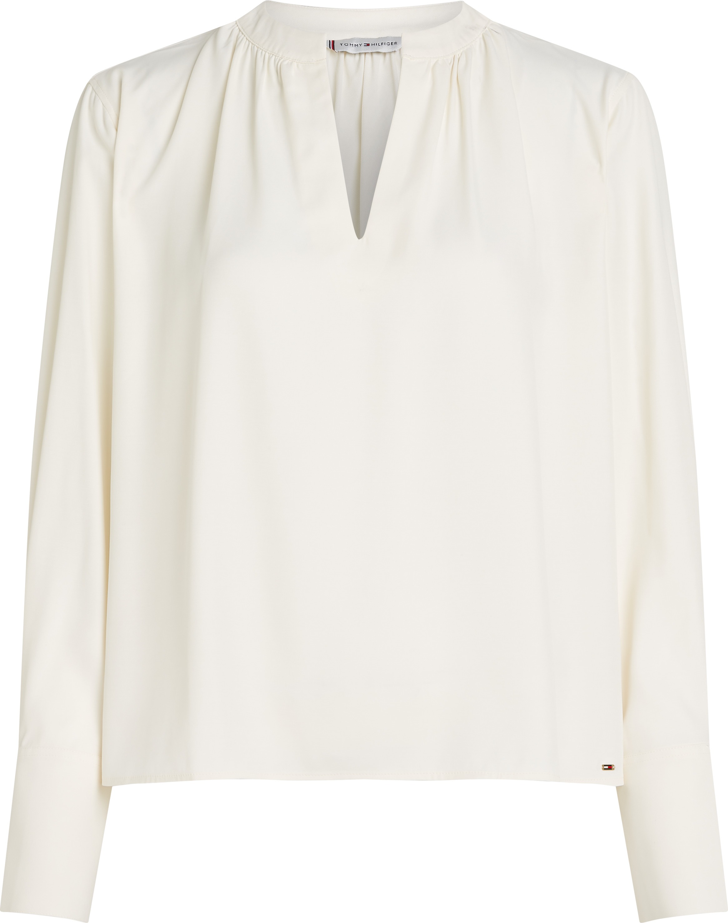 Tommy Hilfiger Langarmbluse »SOFT VIS V NECK LS BLOUSE«, mit Raffungen