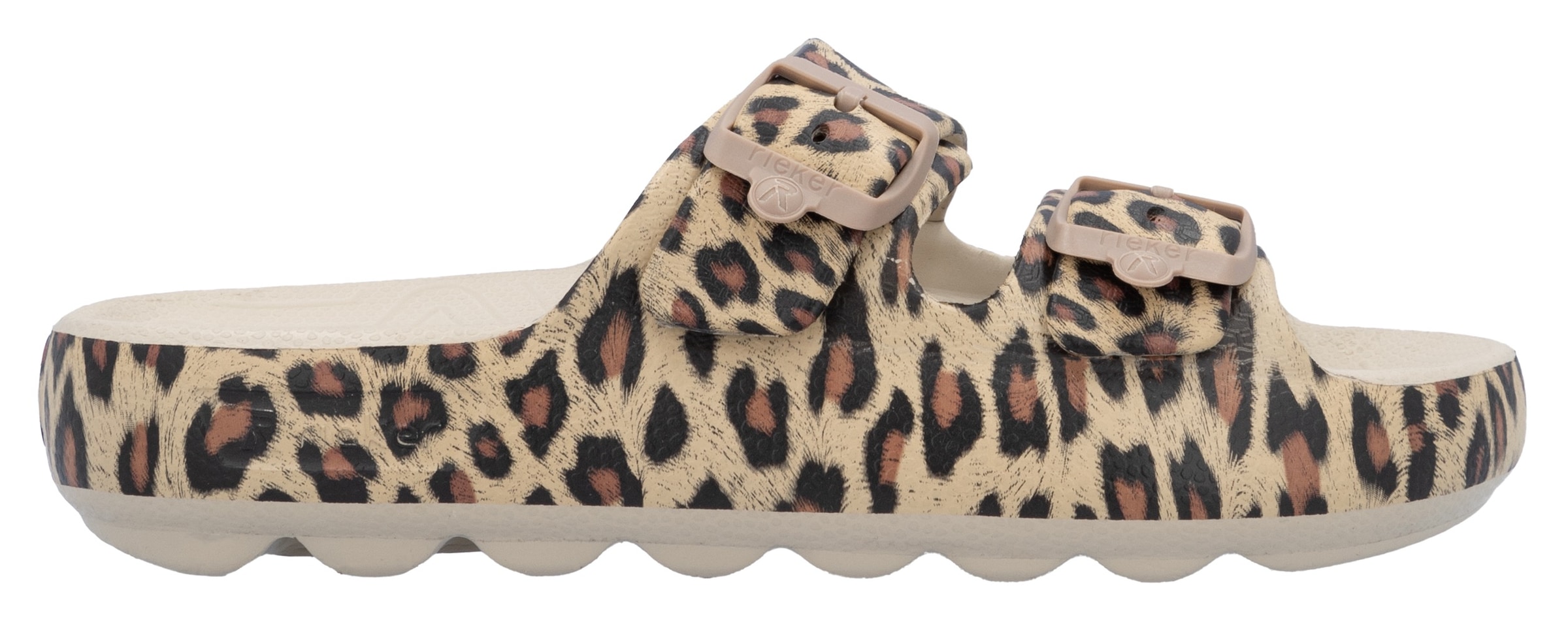 RIEKER Sport Pantolette  Sommerschuh, Strandschuh, Hausschuh mit zwei verstellbaren Schnallen