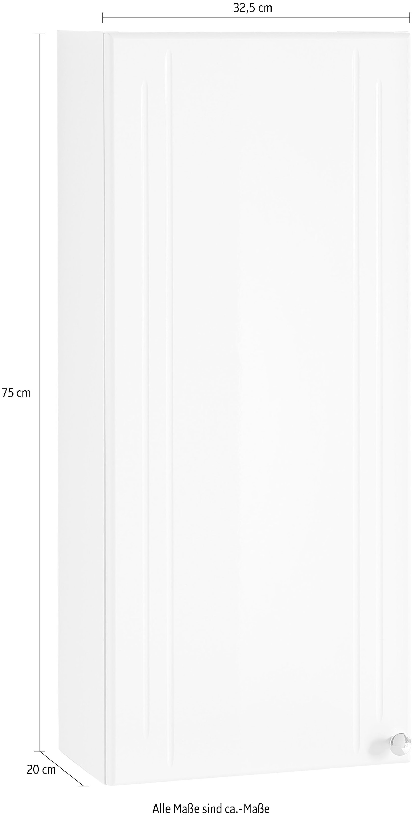 Saphir Armoire suspendue »Quickset 955 Wand-Badschrank 32,5 cm breit mit 1 Tür, 2 Einlegeböden« armoire suspendue salle de bain, blanc brillant, poignées chromées brillantes