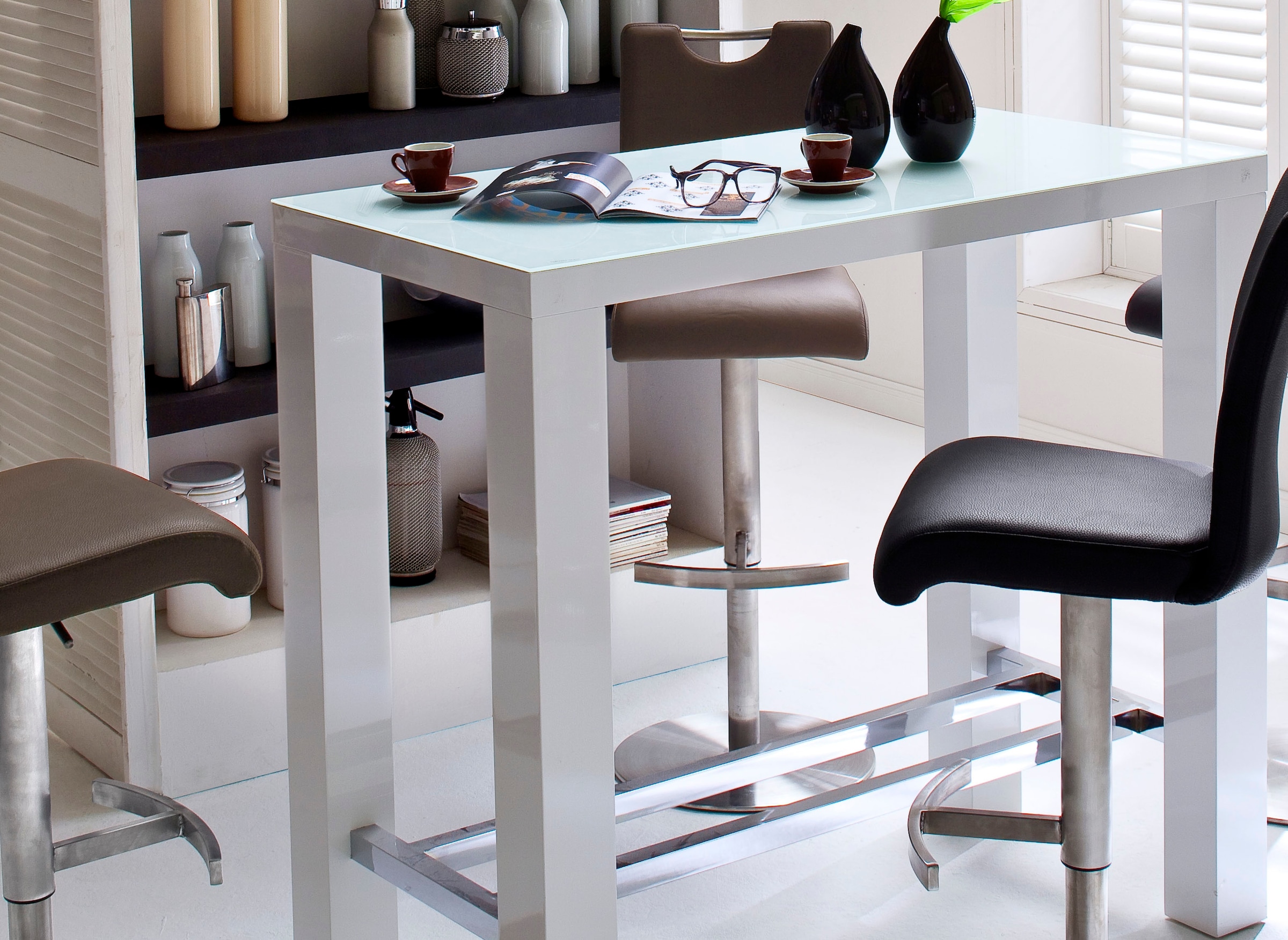 MCA furniture Bartisch »Jam«, Stehtisch weiss Küchentisch, mit Bartisch kaufen hochglanz, Sicherheitsglas günstig