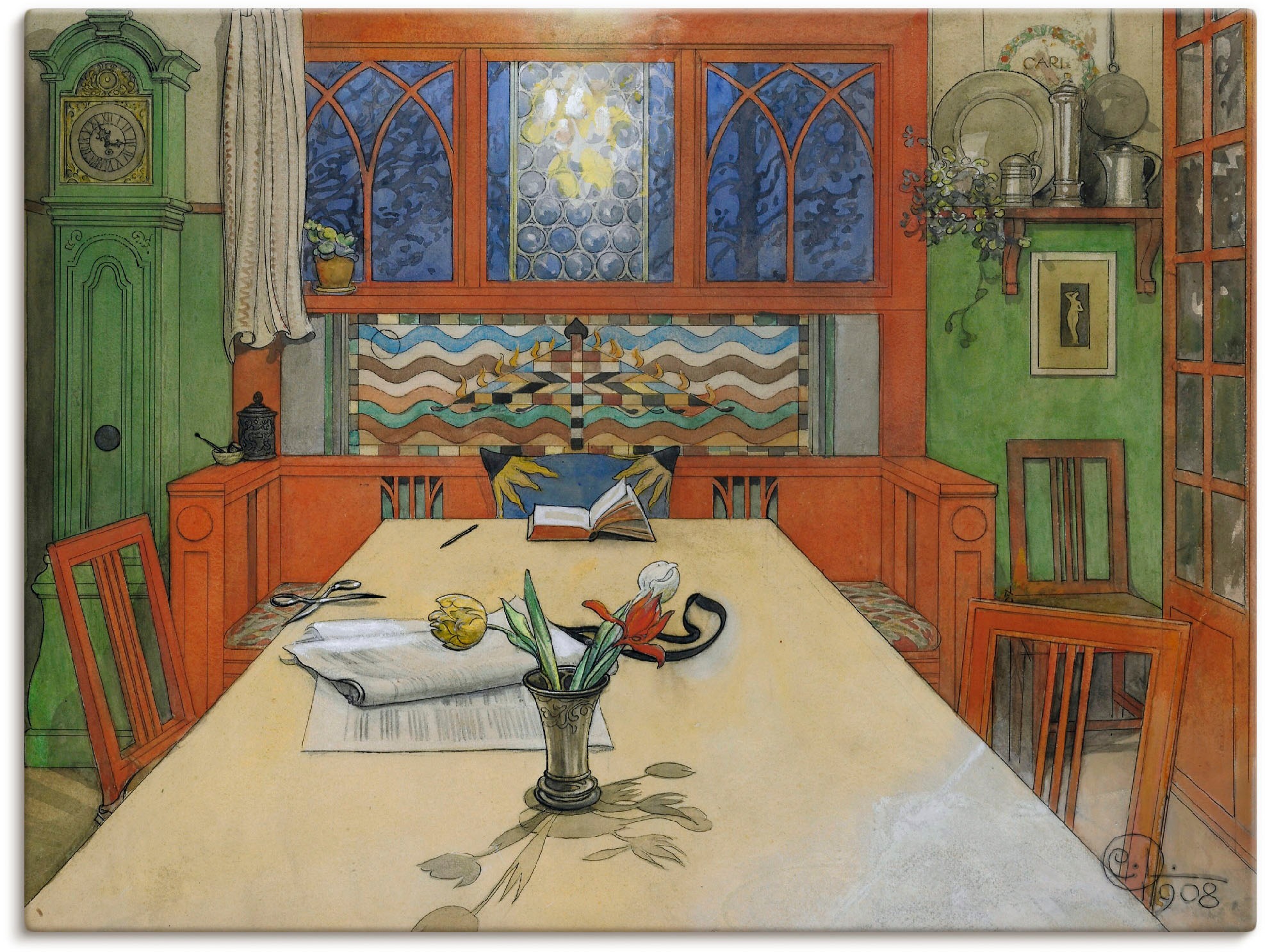 Image of Artland Wandbild »Der Tag ist vorüber, gute Nacht! 1908«, Innenarchitektur, (1 St.), in vielen Grössen & Produktarten -Leinwandbild, Poster, Wandaufkleber / Wandtattoo auch für Badezimmer geeignet bei Ackermann Versand Schweiz