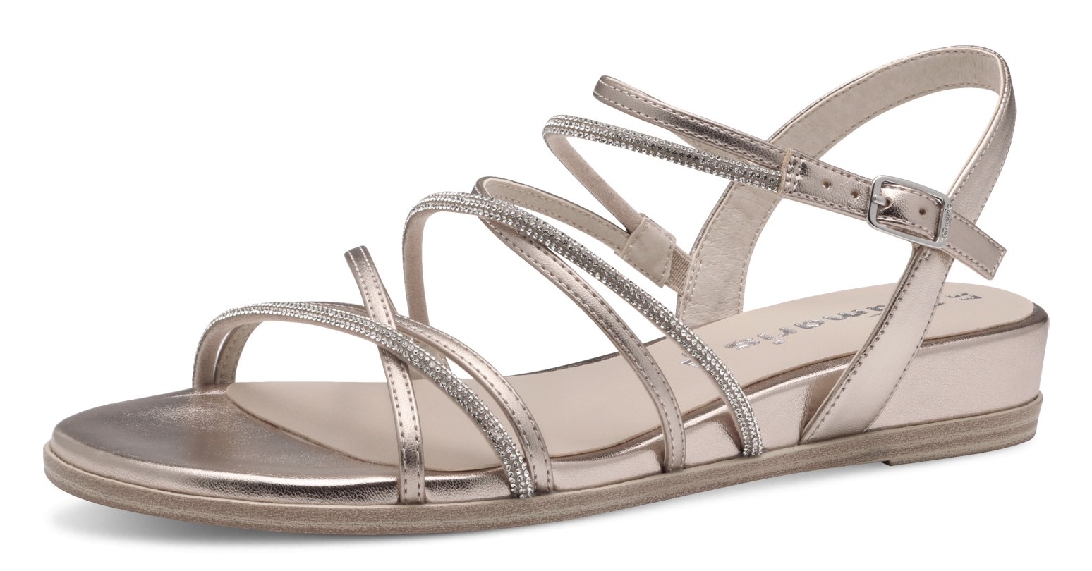 Image of Tamaris Keilsandalette, Riemchensandale, Sommerschuh mit glitzernden Strasssteinchen