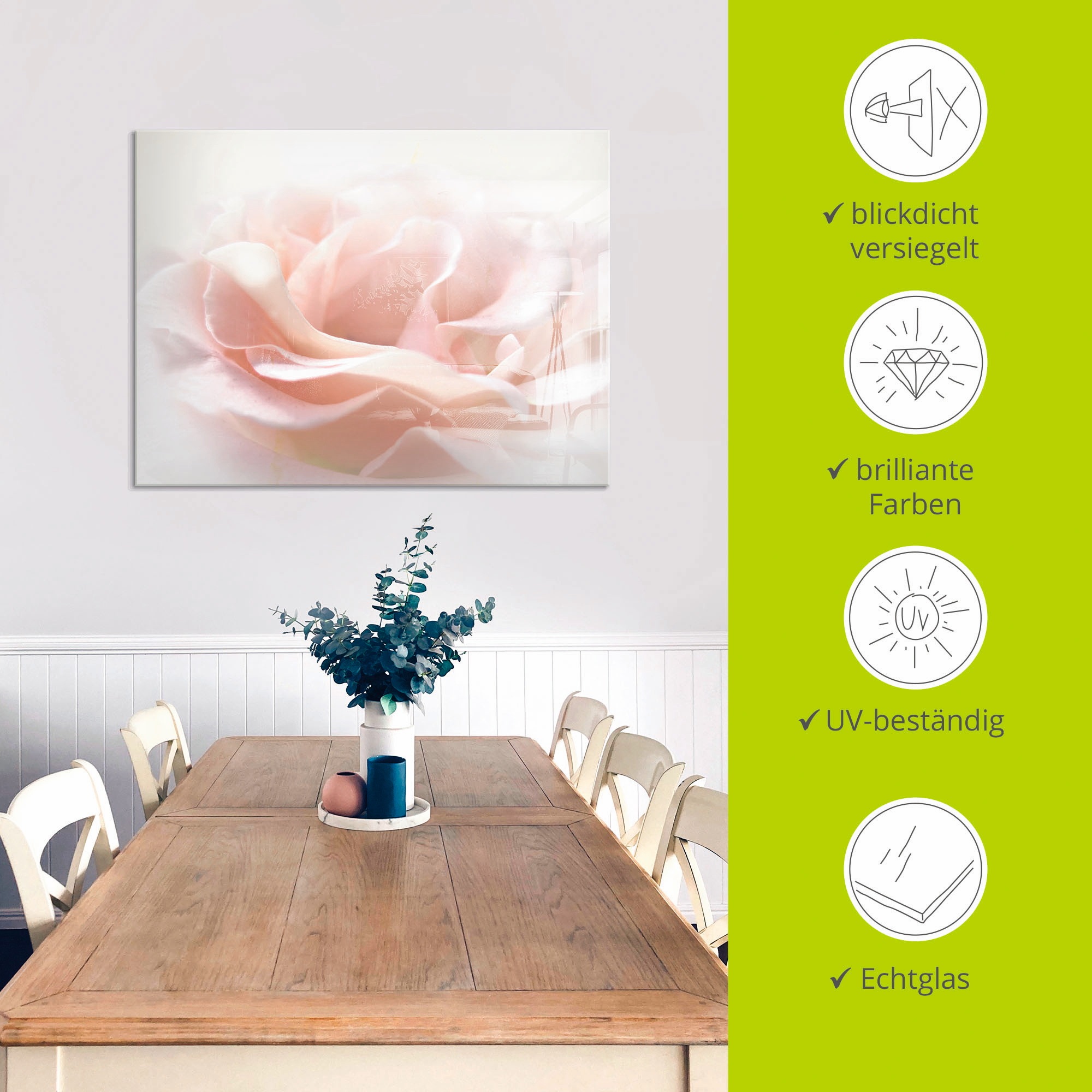 Artland Glasbild »Rose I«, Blumen, (1 St.), in verschiedenen Grössen
