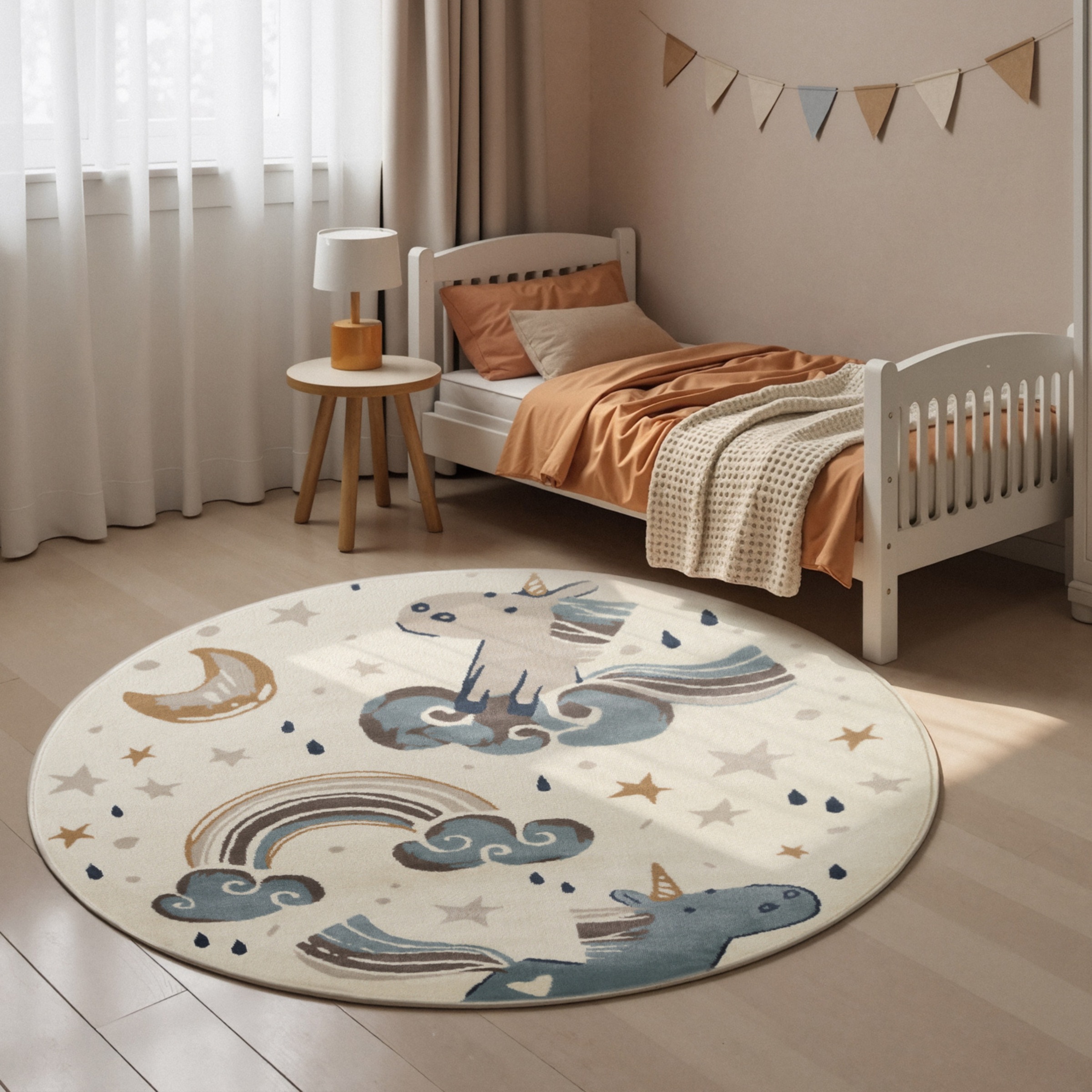 Image of HANSE Home Kinderteppich "Einhorn" rund 10 mm Höhe Pflegeleicht, Weich, Kinderzimmer, Spielteppich, Spielunterlage