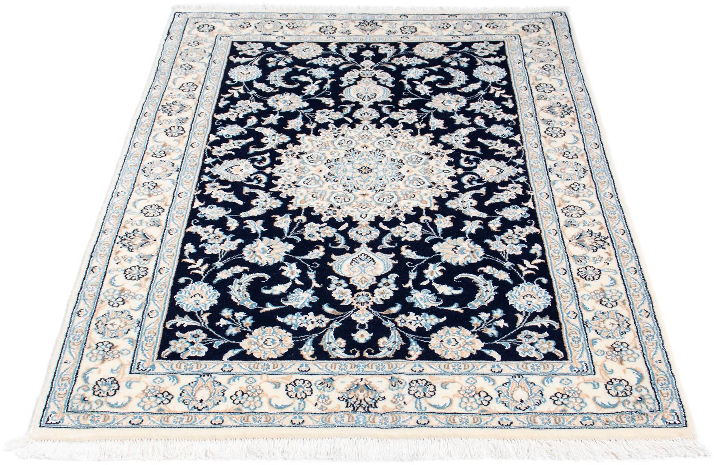 Image of morgenland Orientteppich »Perser - Nain - Royal - 150 x 98 cm - dunkelblau«, rechteckig, 10 mm Höhe, Wohnzimmer, Handgeknüpft, Einzelstück mit Zertifikat bei Ackermann Versand Schweiz