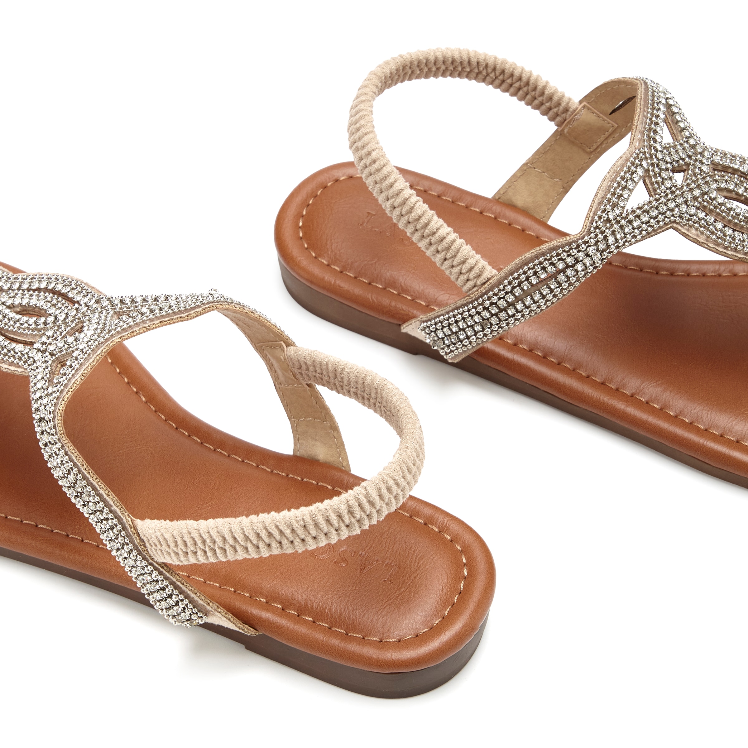 LASCANA Séparateur d'orteils  Sandale, Pantolette mit Schmucksteinen in Glitzer-Optik VEGAN