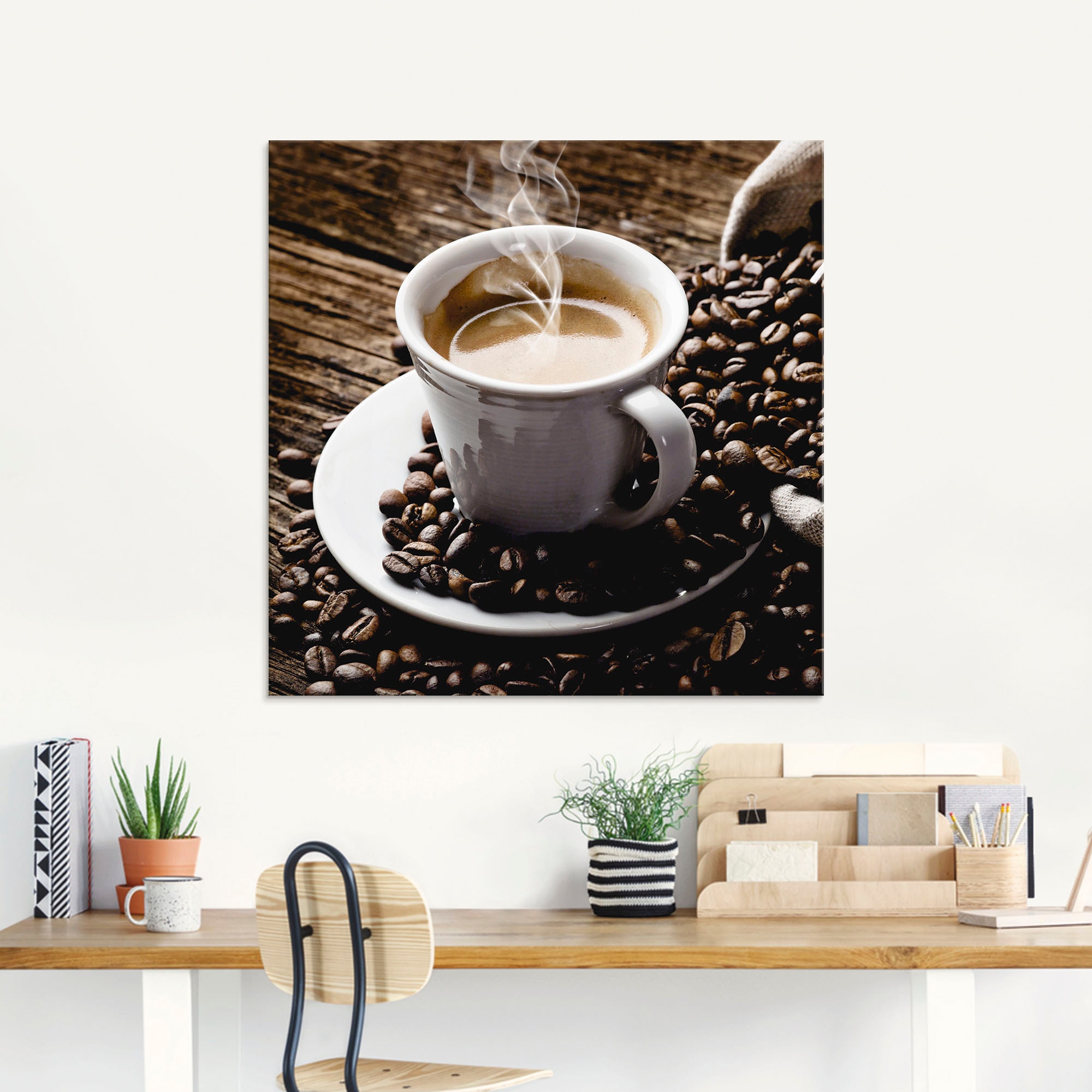 Artland Glasbild »Heisser Kaffee - dampfender Kaffee«, Getränke, (1 St.)
