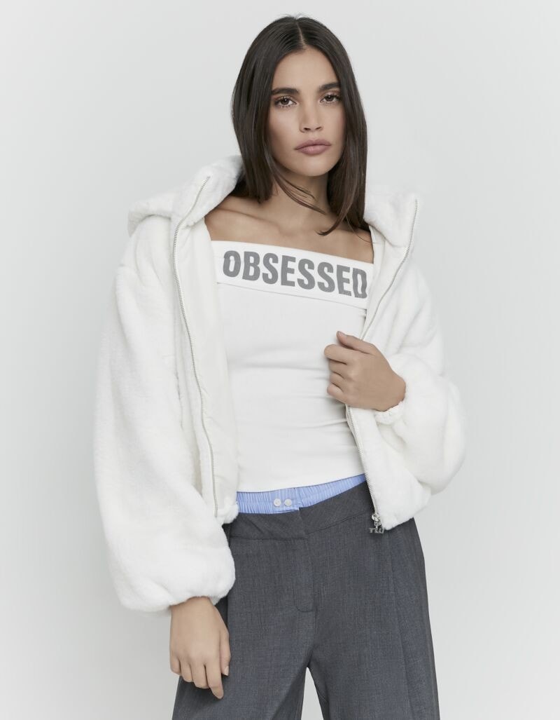 Tally Weijl Kapuzenplüschjacke »SJAFFTIDE« mit Kapuze weich, mit Kapuze und Stehkragen im oversized Fit