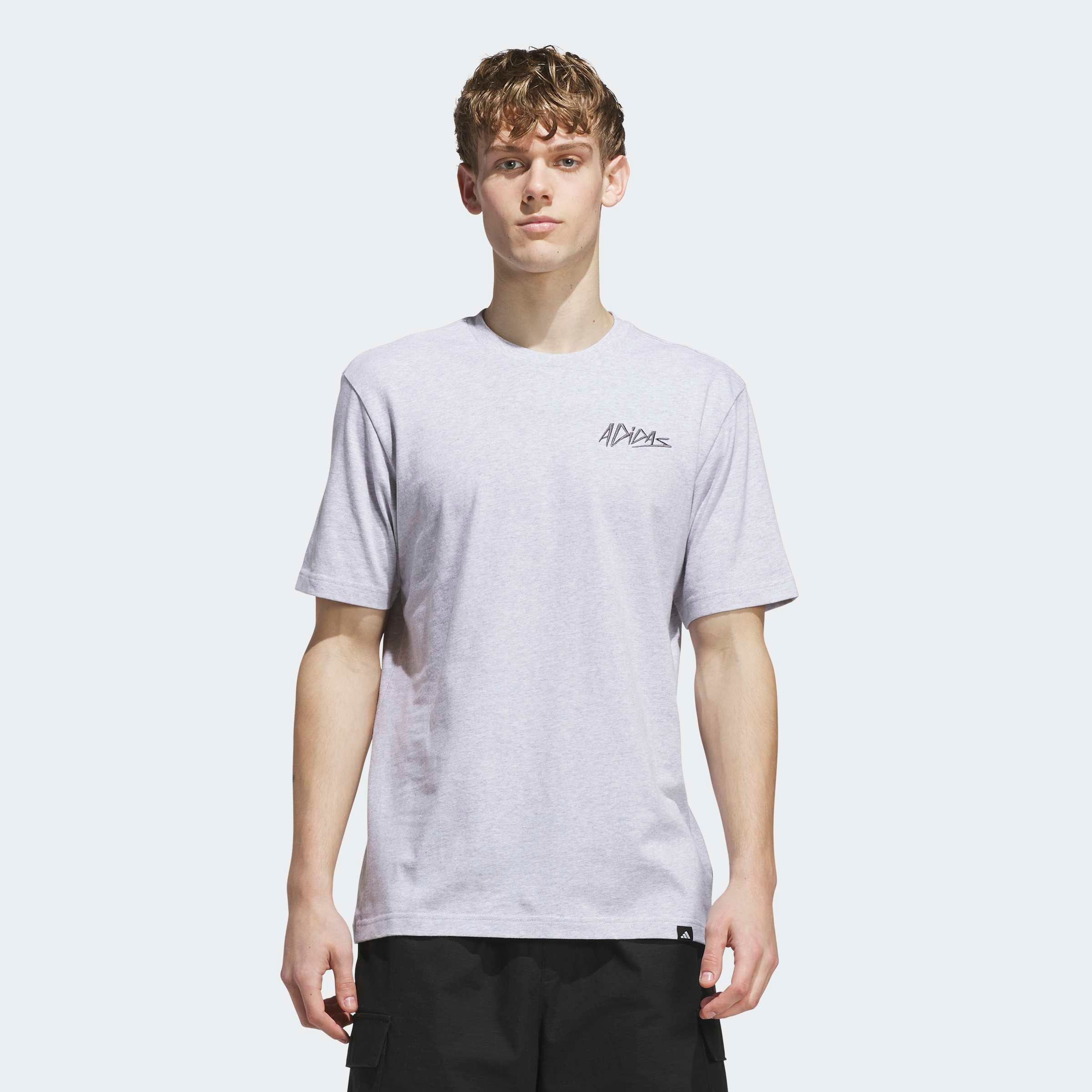 Image of adidas Sportswear T-Shirt "LUX COLOR HEATHER GRAFIK" mit Rundhalsausschnitt, aus Baumwolle