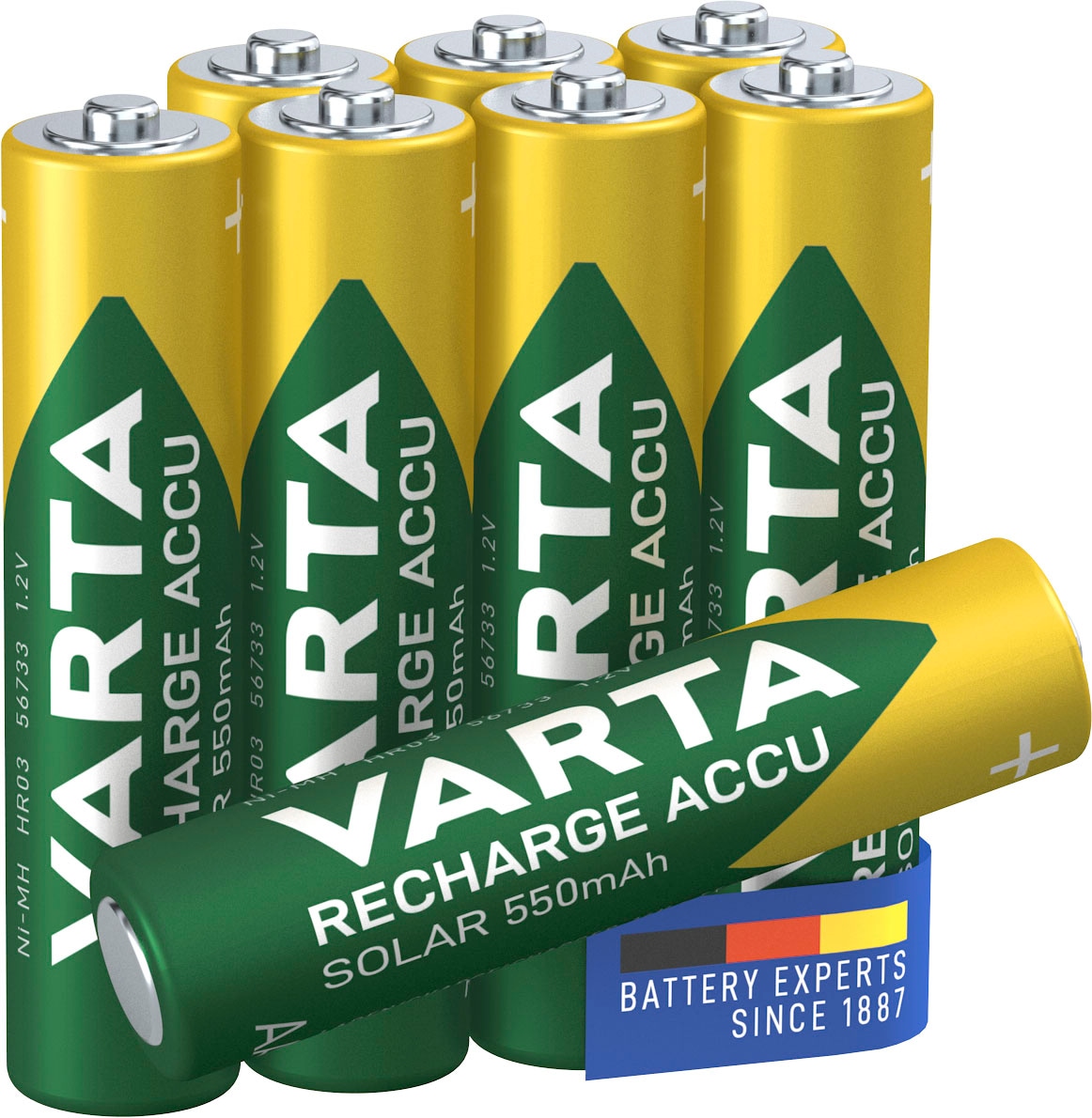 VARTA Akkupacks »8er Pack Recharge Accu Solar AAA 550 mAh«, Micro, AAA, 550 mAh