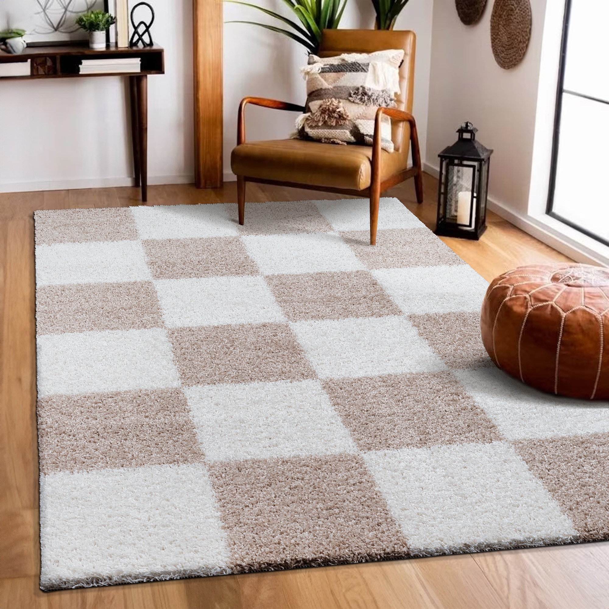 Image of Sanat Hochflor-Teppich "Milano 1250, auch als Läufer und in Rund" rechteckig 30 mm Höhe Hochflor, Shaggy, Karo, Wohnzimmer, Schlafzimmer
