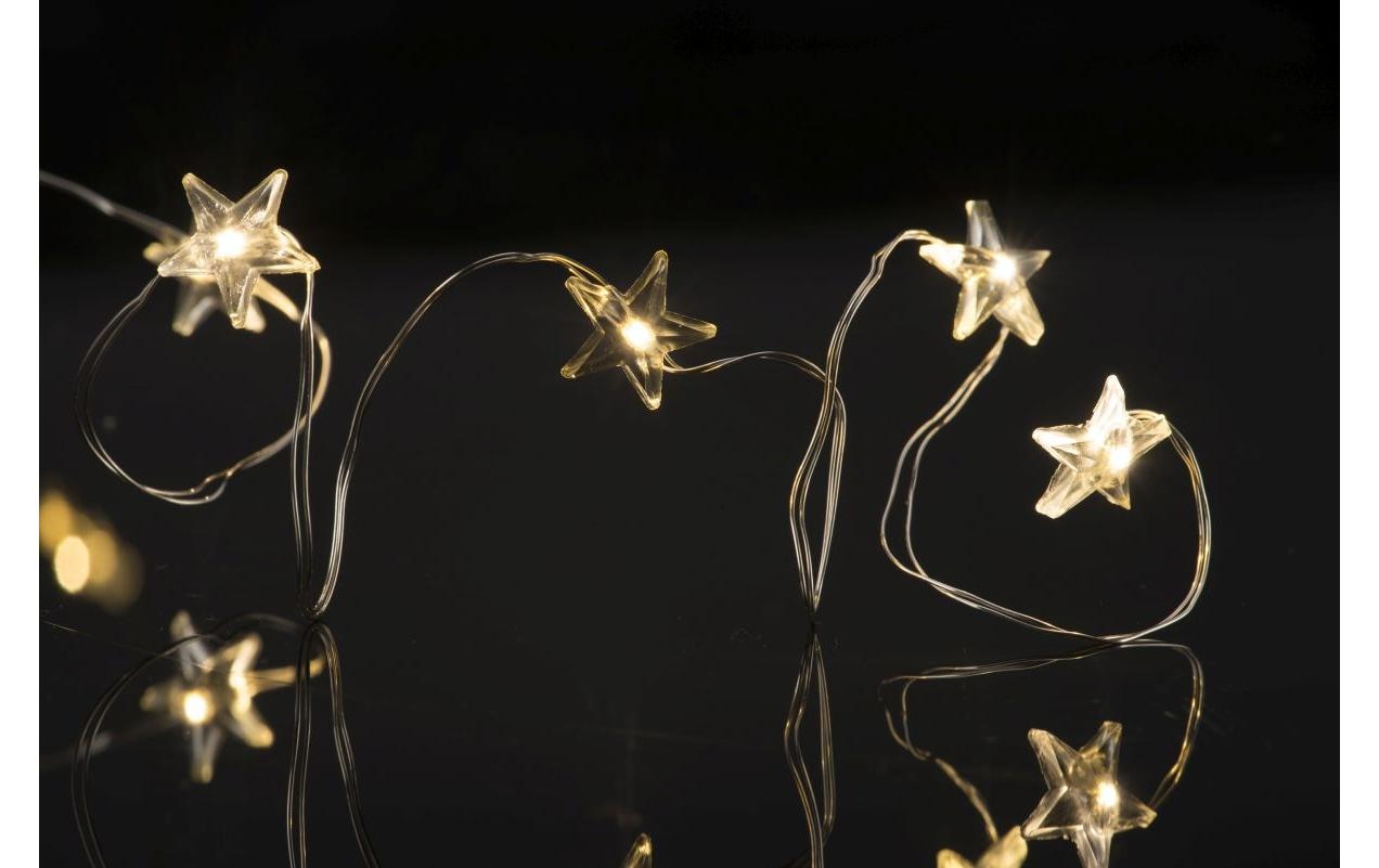STT LED Dekofigur »LED Battery String stars 5 m Silber« Warmweiss