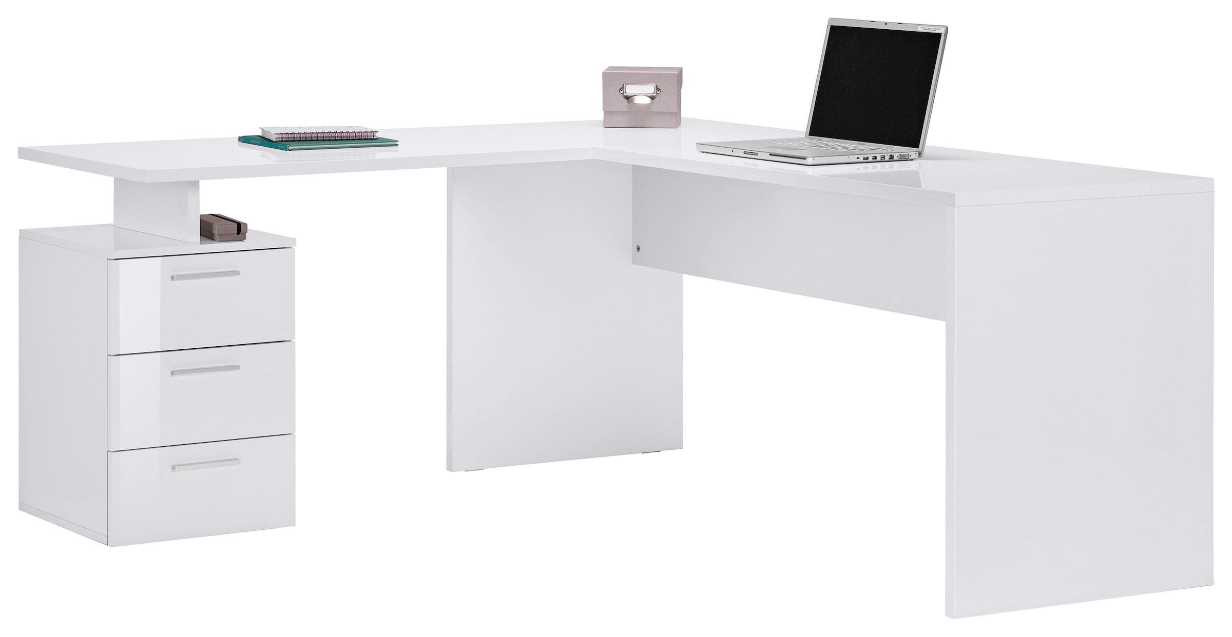 INOSIGN Eckschreibtisch »New Selina«, Schreibtisch, Schubkästen, mit oder ohne Monitoraufsatz, B 180/160 cm