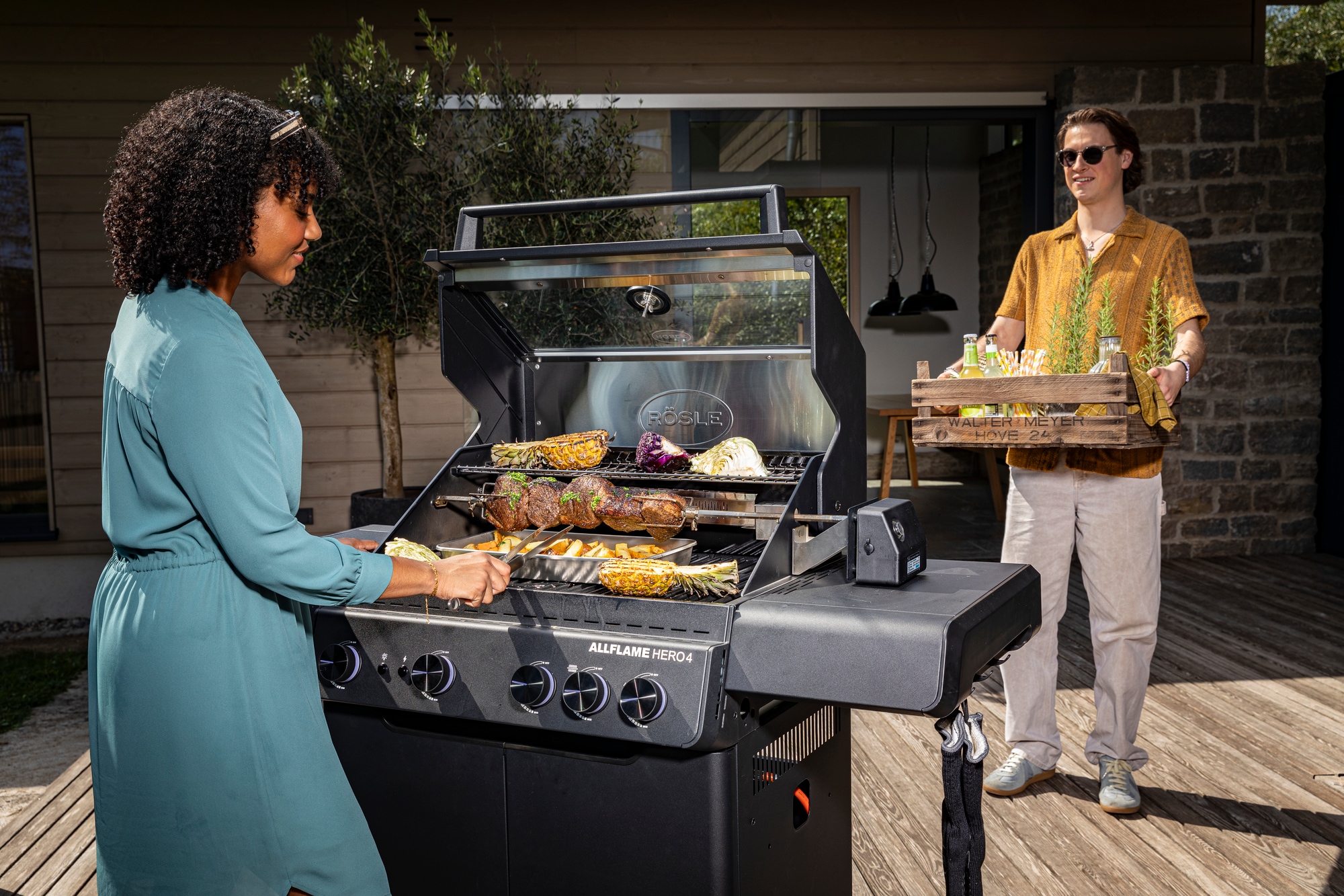 RÖSLE Grillspiess »ALLFLAME-Serie«, Drehspiess inkl. Elektromotor