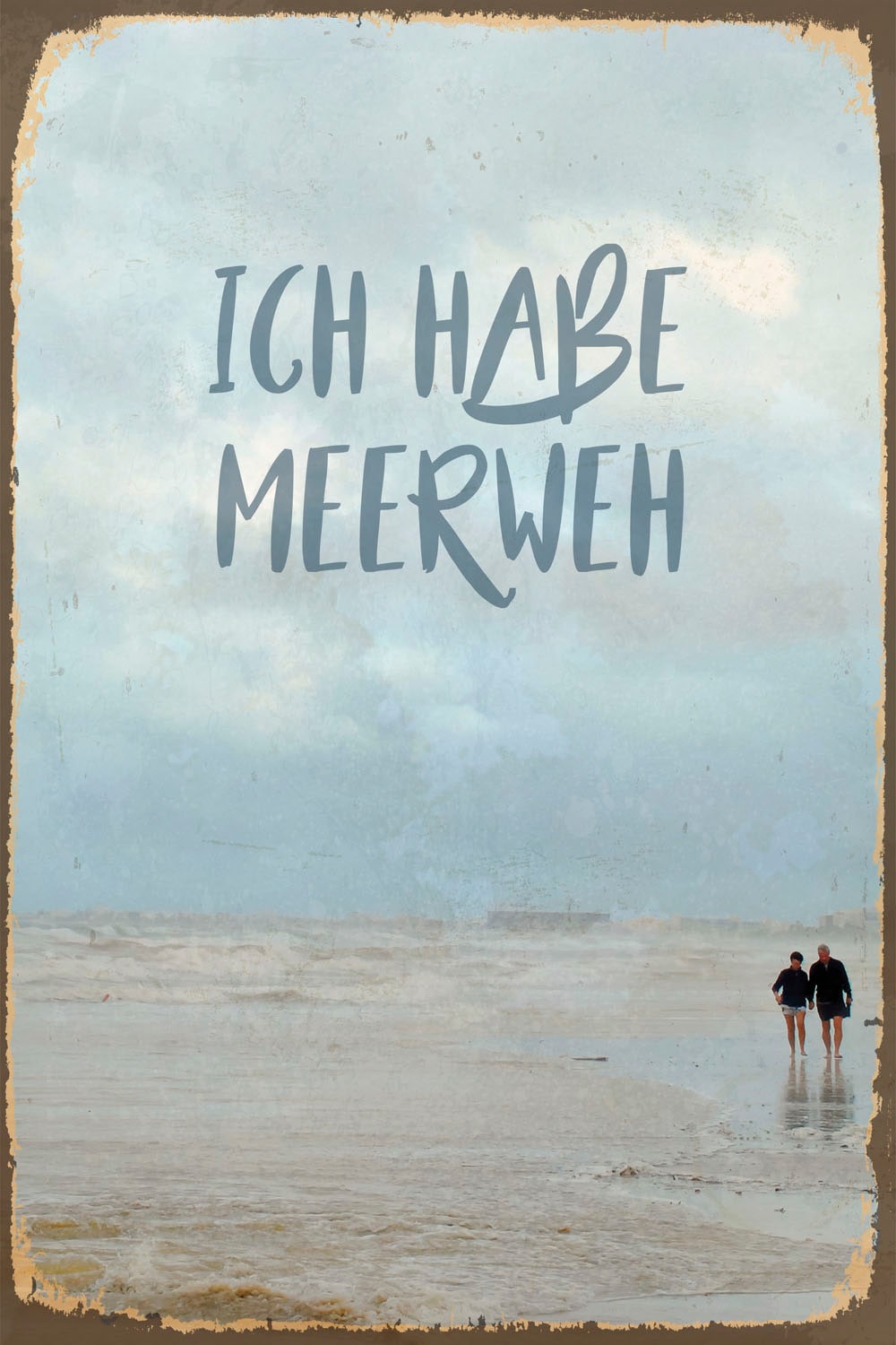 queence Metallbild »Meerweh«, Schriftzüge-Schriftzug-Strand, (1 St.), Stahlschilder