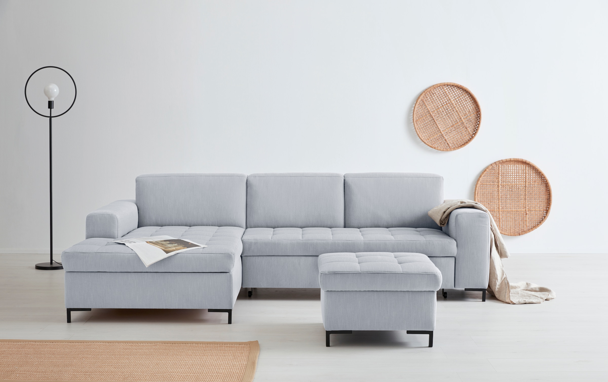 GOODproduct Hocker »Grazzo«, hochwertige Stoffe aus recyceltem Material, Steppung im Sitzbereich